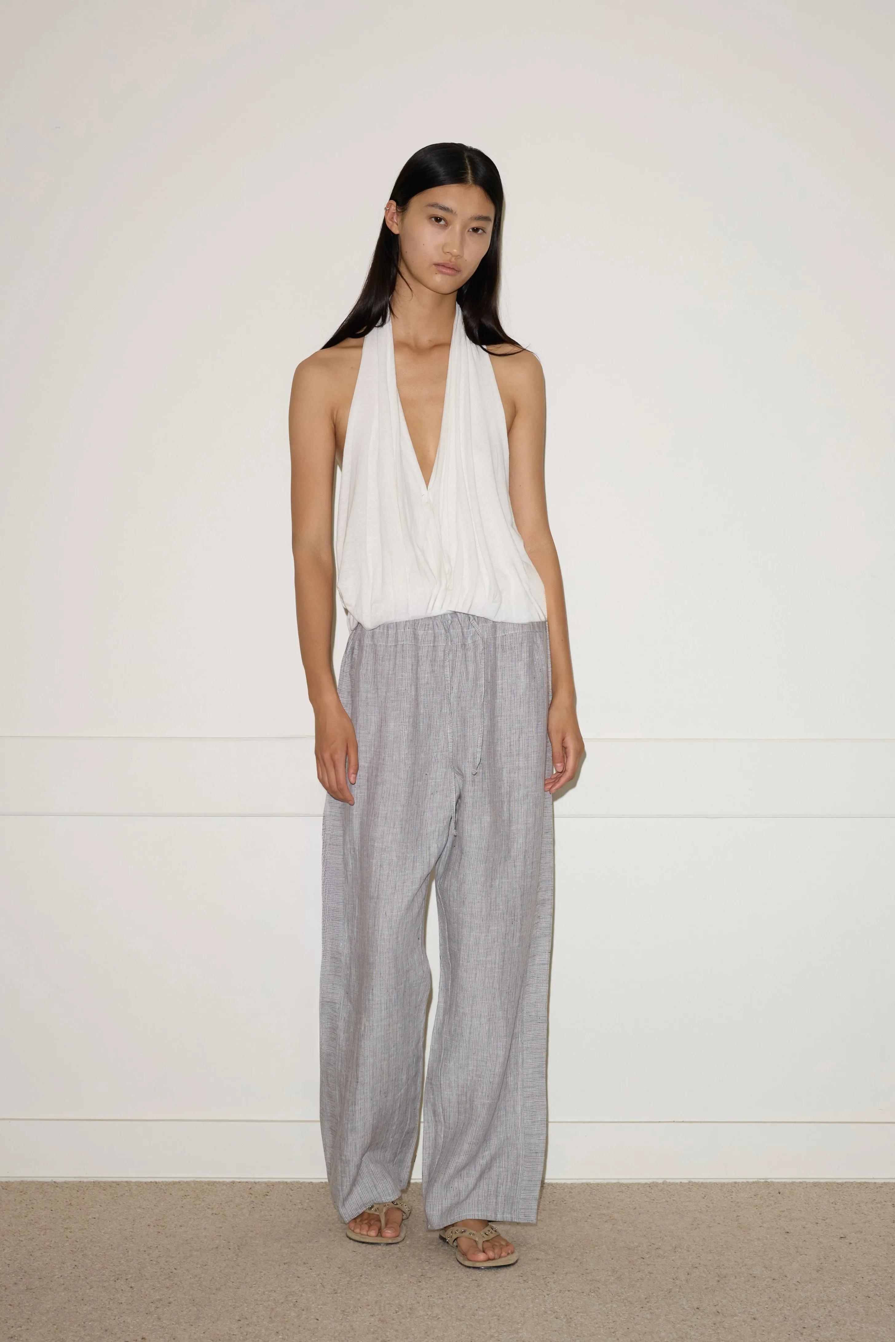 Double Waist Linen Pant sold by Deiji Studios