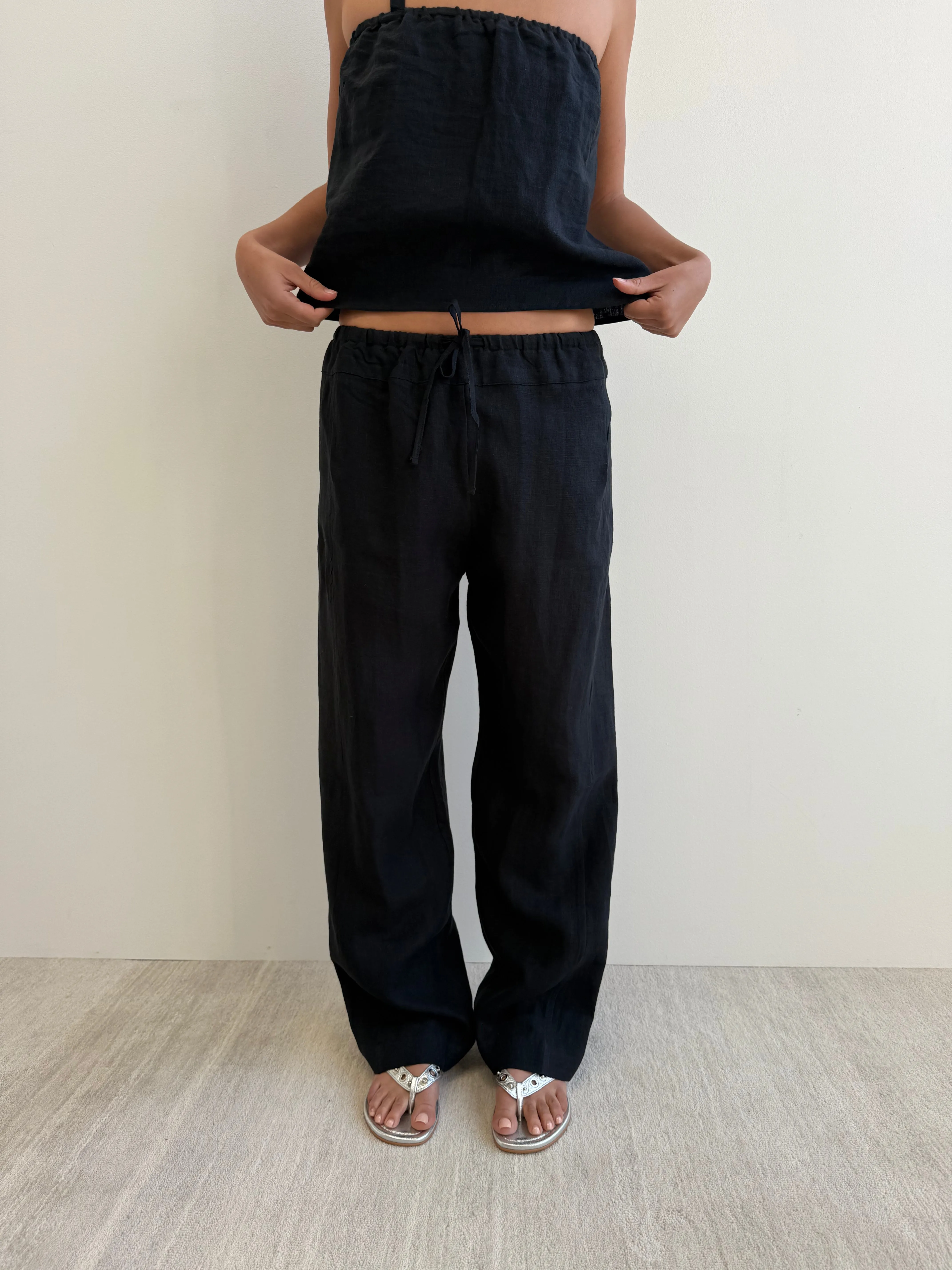 Double Waist Linen Pant - Black sold by Deiji Studios product image thumbnail 4