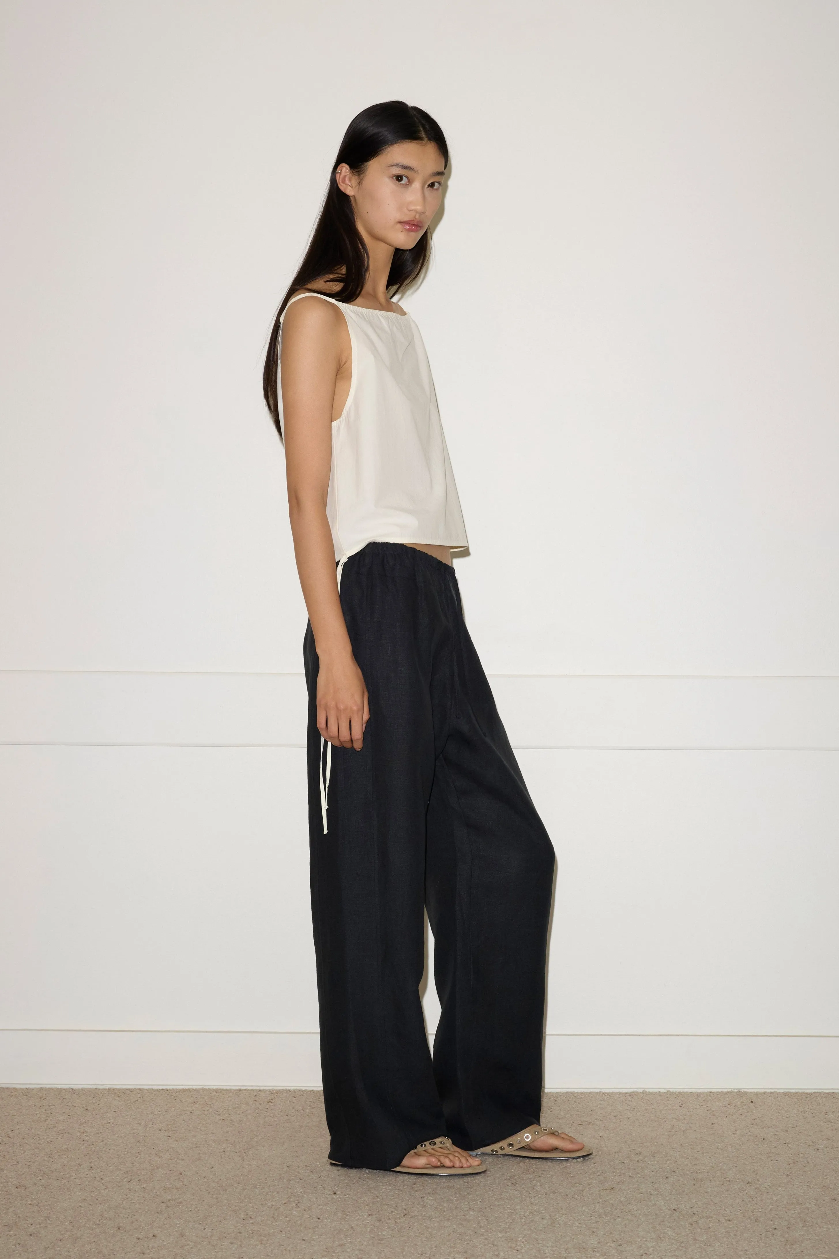 Double Waist Linen Pant - Black sold by Deiji Studios product image thumbnail 3