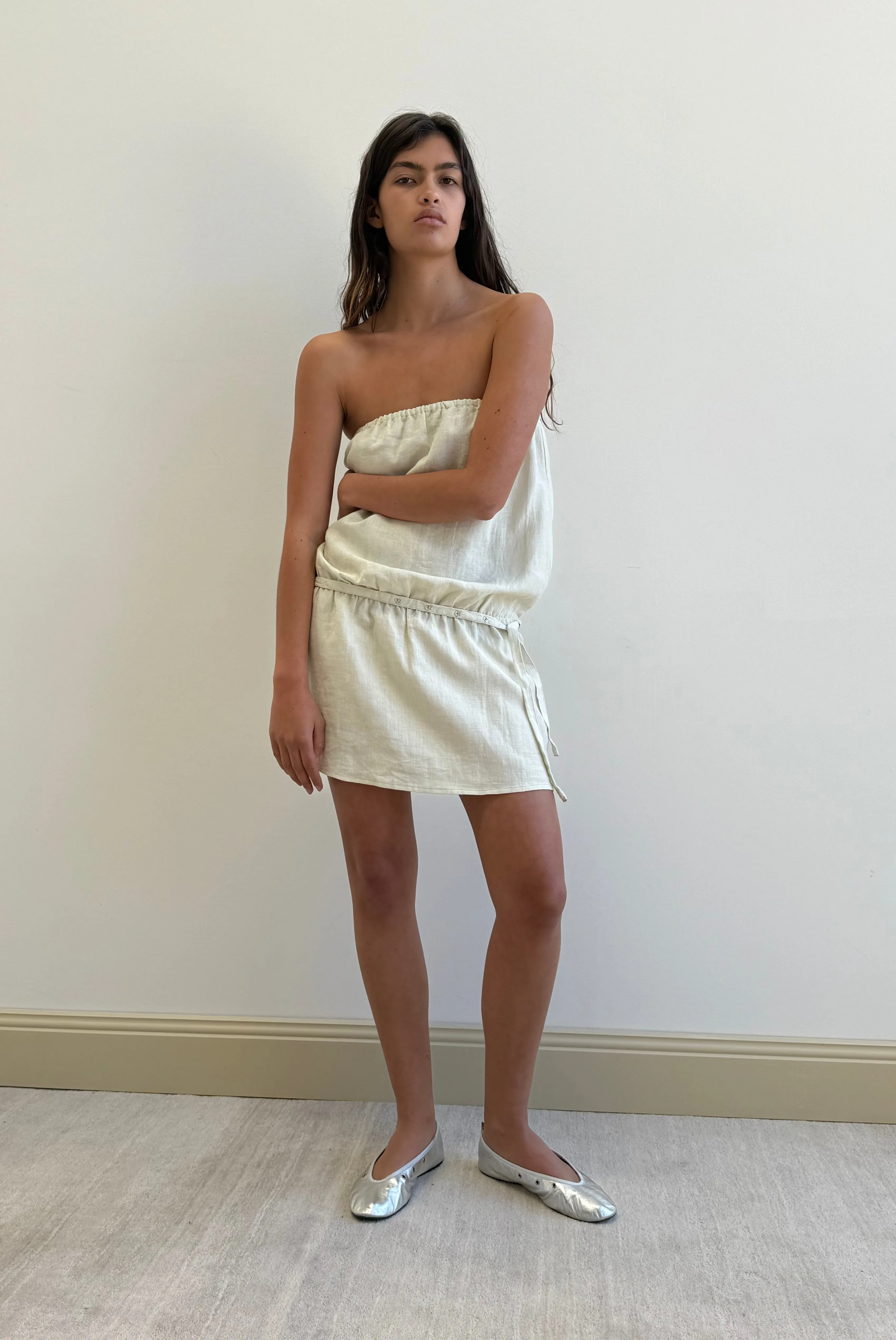 Strapless Linen Dress - Pastel Pistachio sold by Deiji Studios product image thumbnail 5