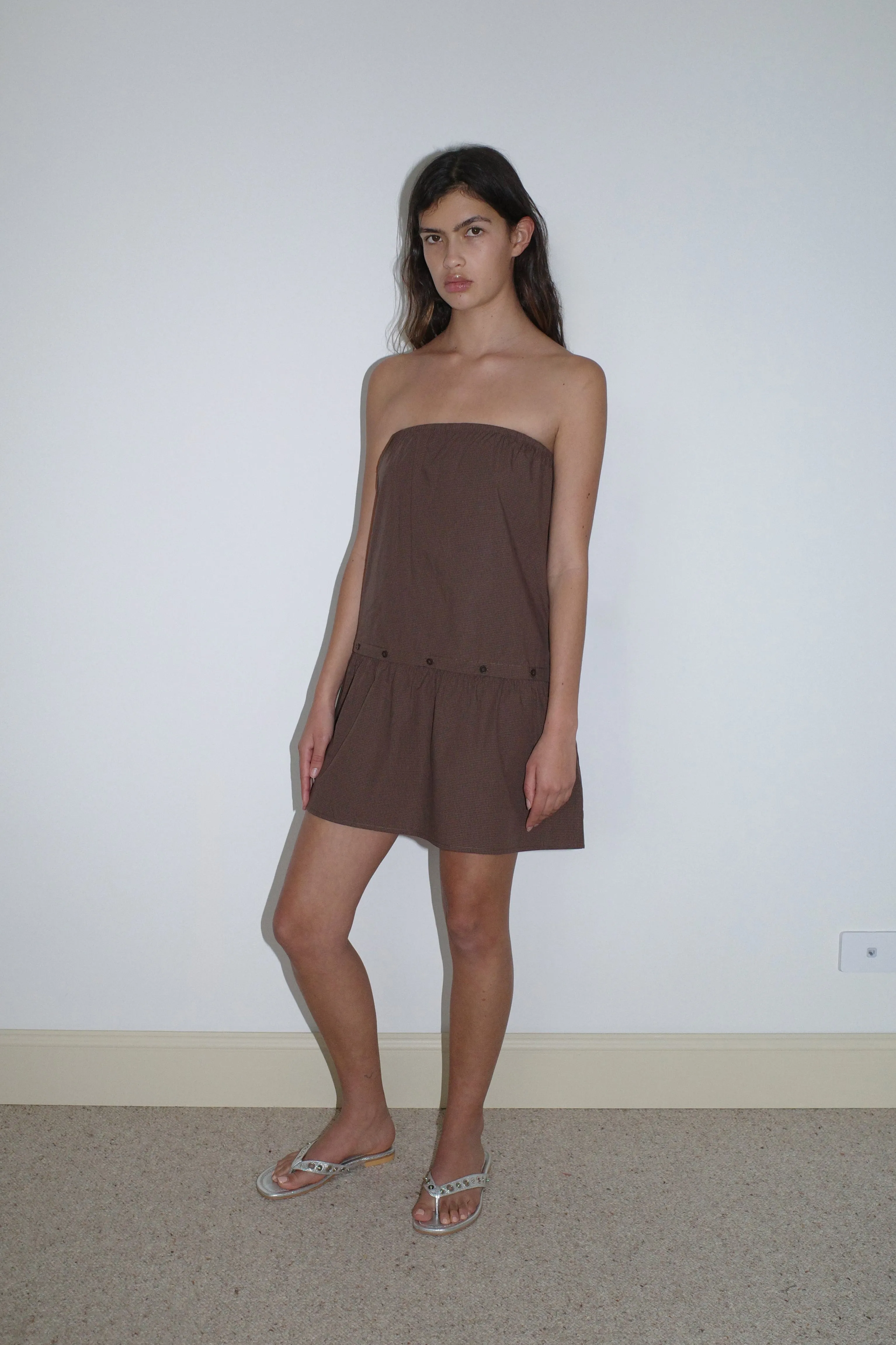 Button Dress - Carob Check sold by Deiji Studios product image thumbnail 4