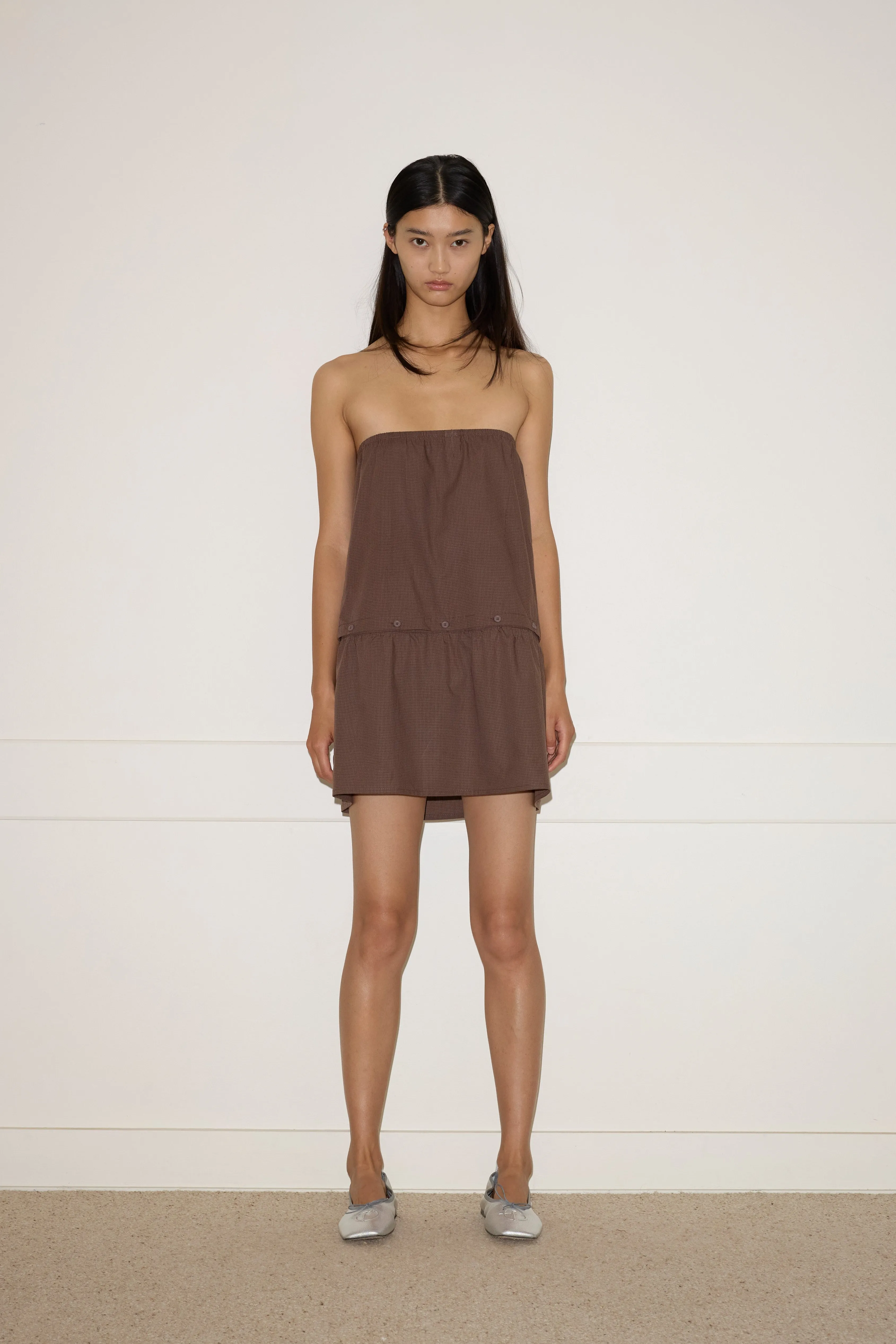 Button Dress - Carob Check sold by Deiji Studios product image thumbnail 5