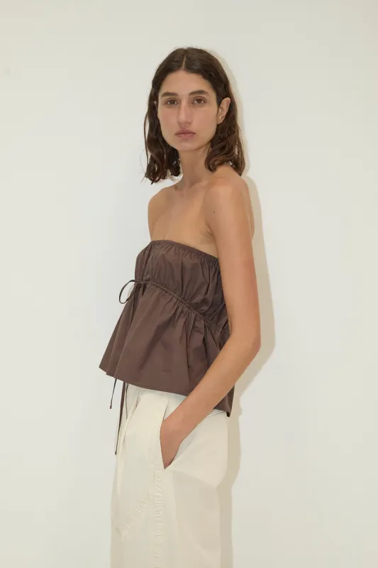 Strapless Cotton Top - Chocolate sold by Deiji Studios