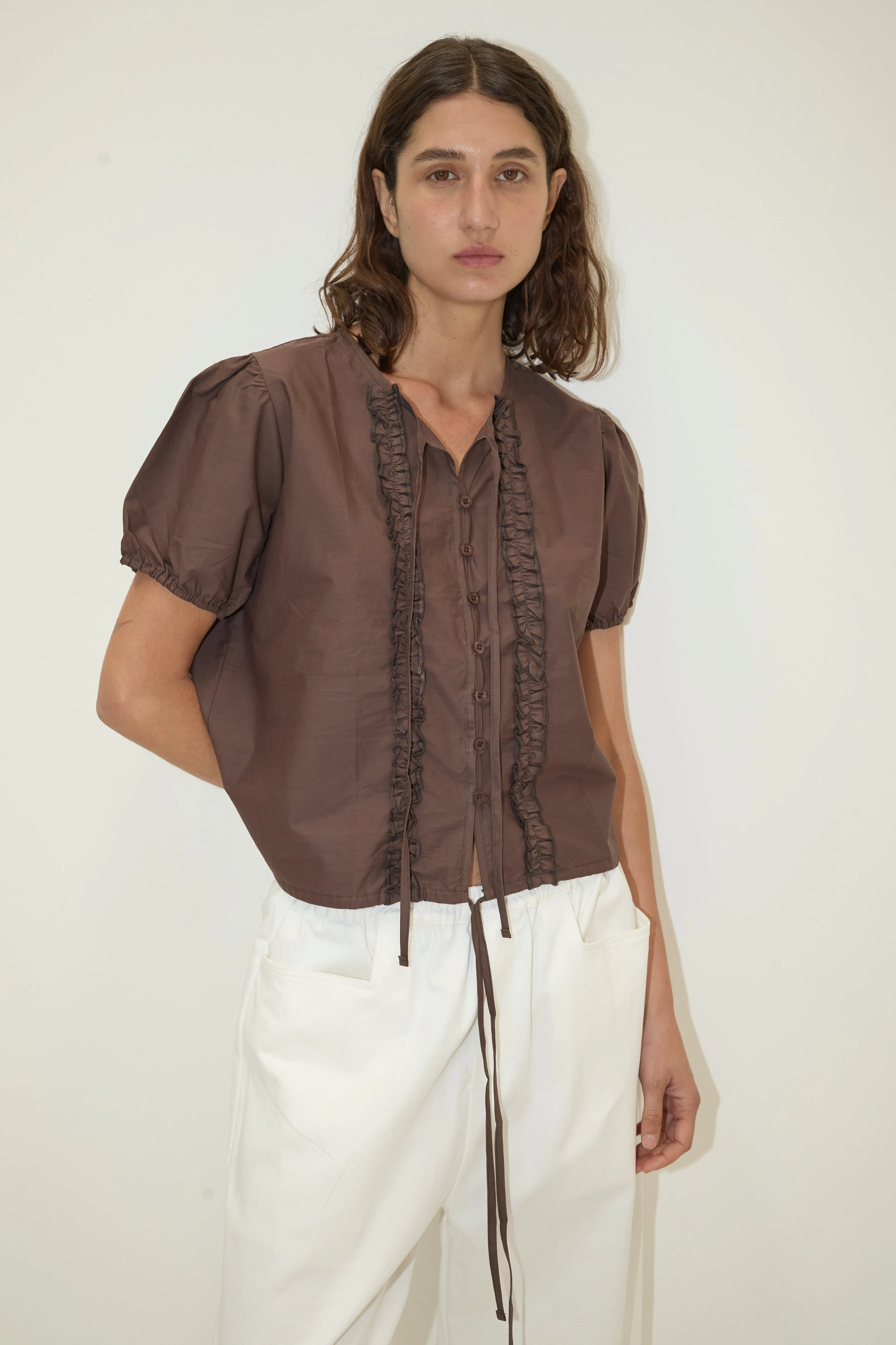 Double Frill Top - Chocolate sold by Deiji Studios