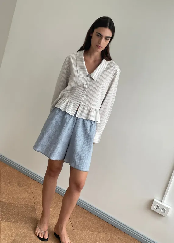 Press Stud Short - Blue Stripe made by Deiji Studios