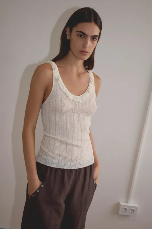 Neck Ruffle Knit - Off White sold by Deiji Studios