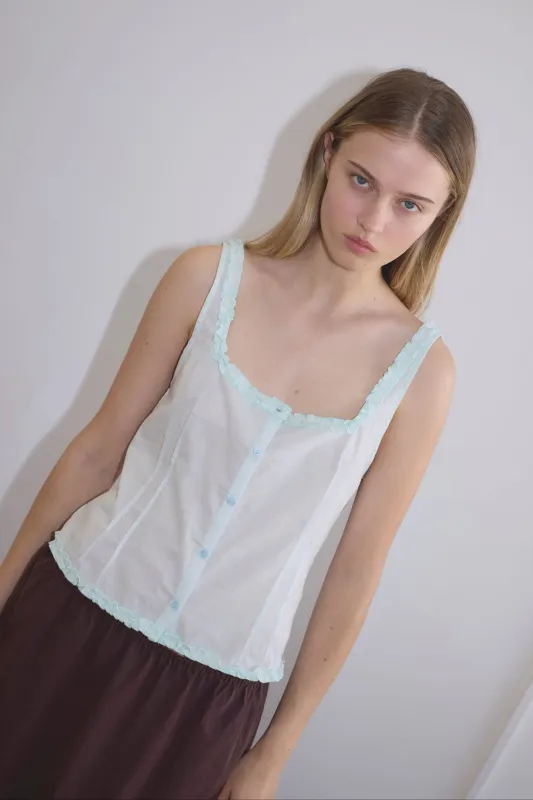 Button Frill Top  - Mint sold by Deiji Studios