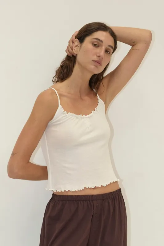 Wool Blend Flounce Tank - Cream made by Deiji Studios