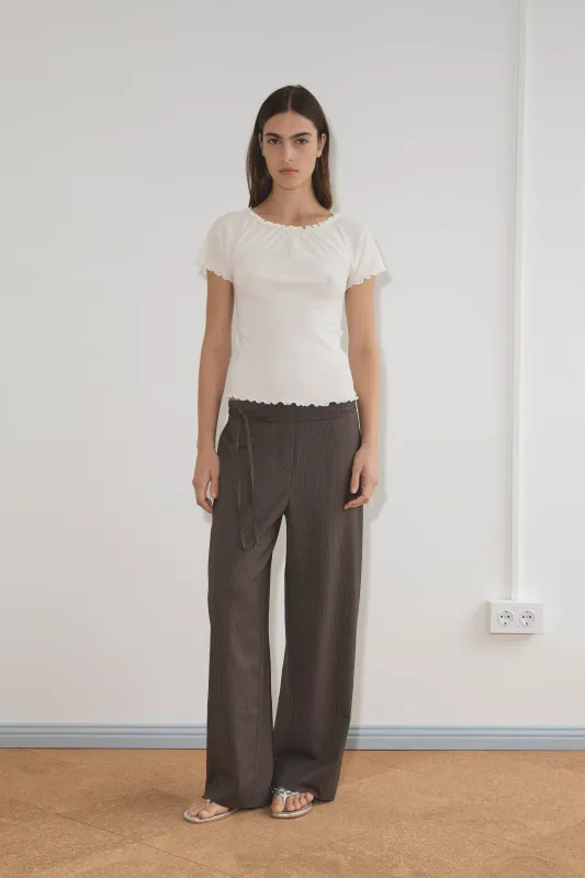 Double Belted Pant - Brown Stripe sold by Deiji Studios