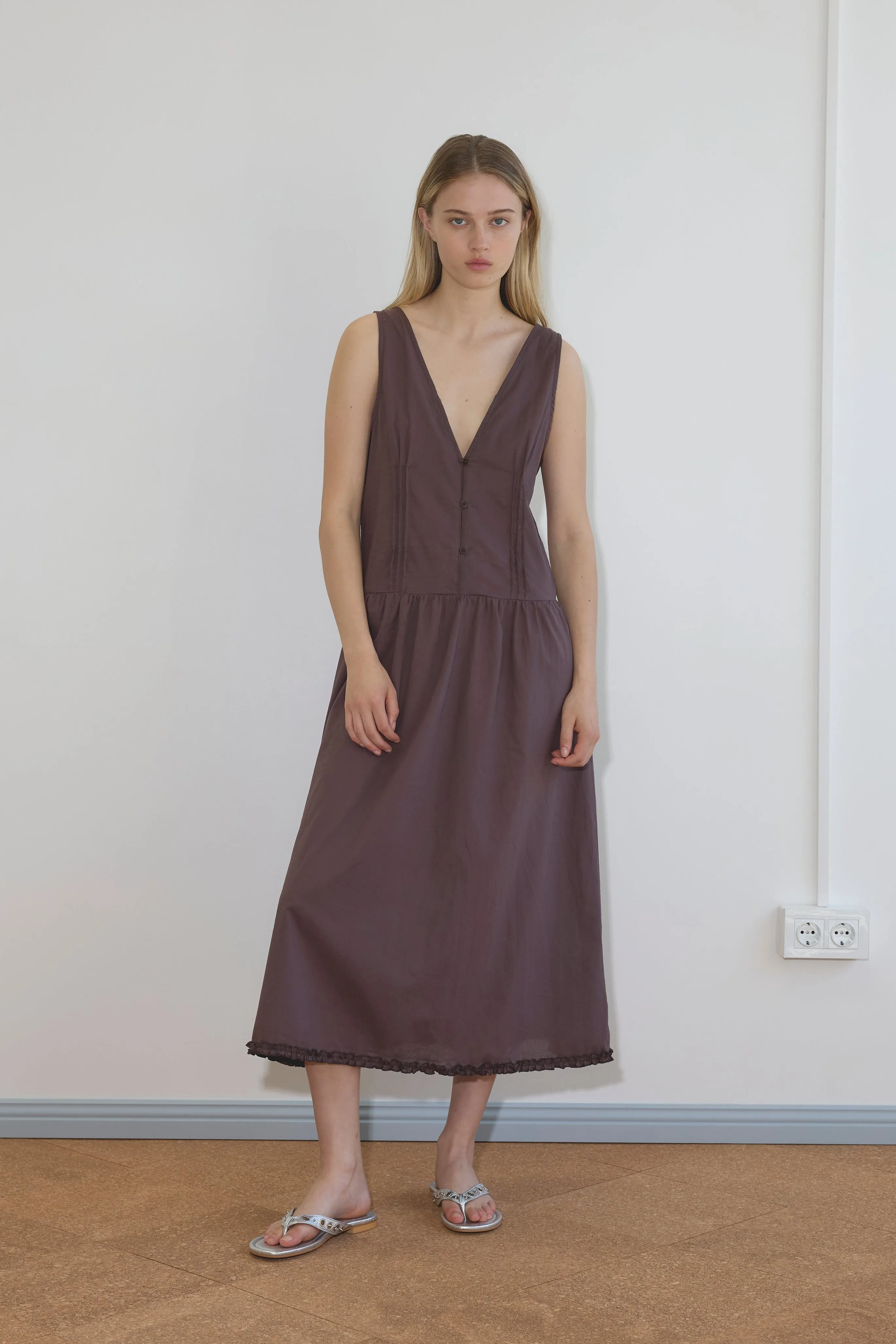 Pintuck Dress - Raisin sold by Deiji Studios product image thumbnail 2