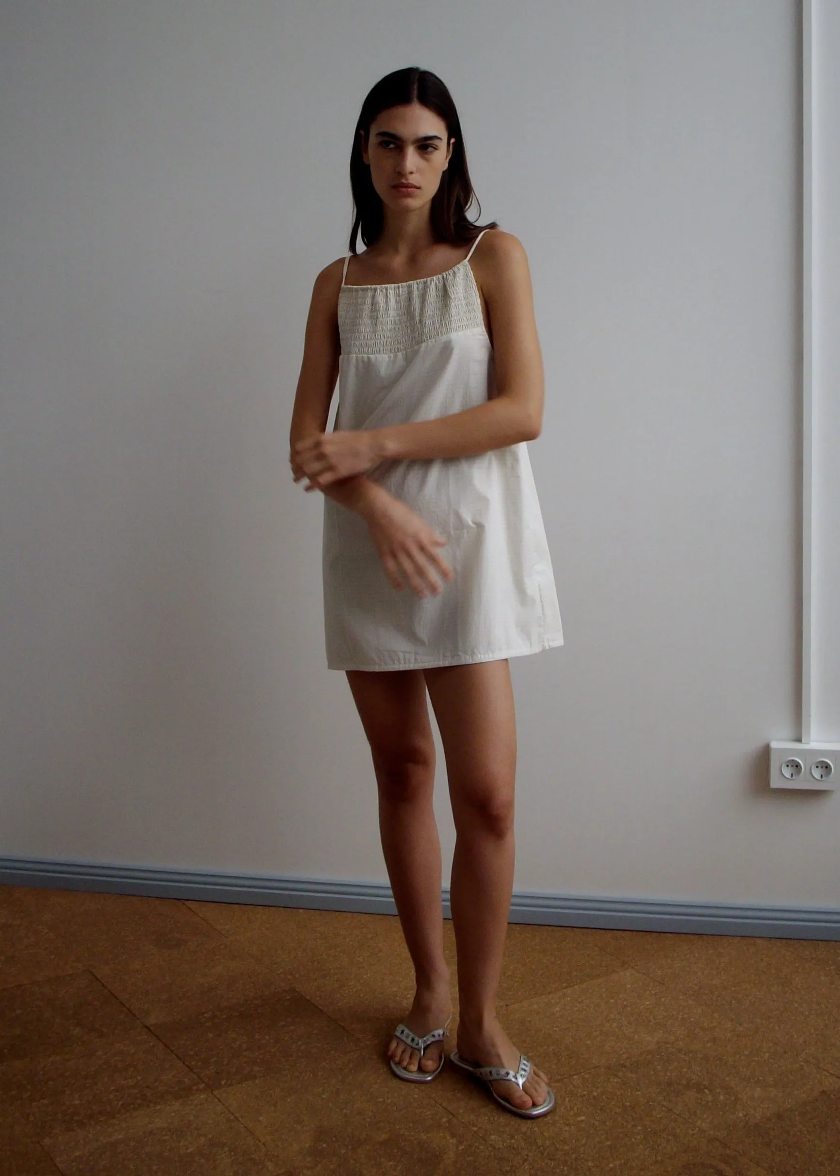 Shirring Mini Dress - Bone Check sold by Deiji Studios product image thumbnail 4