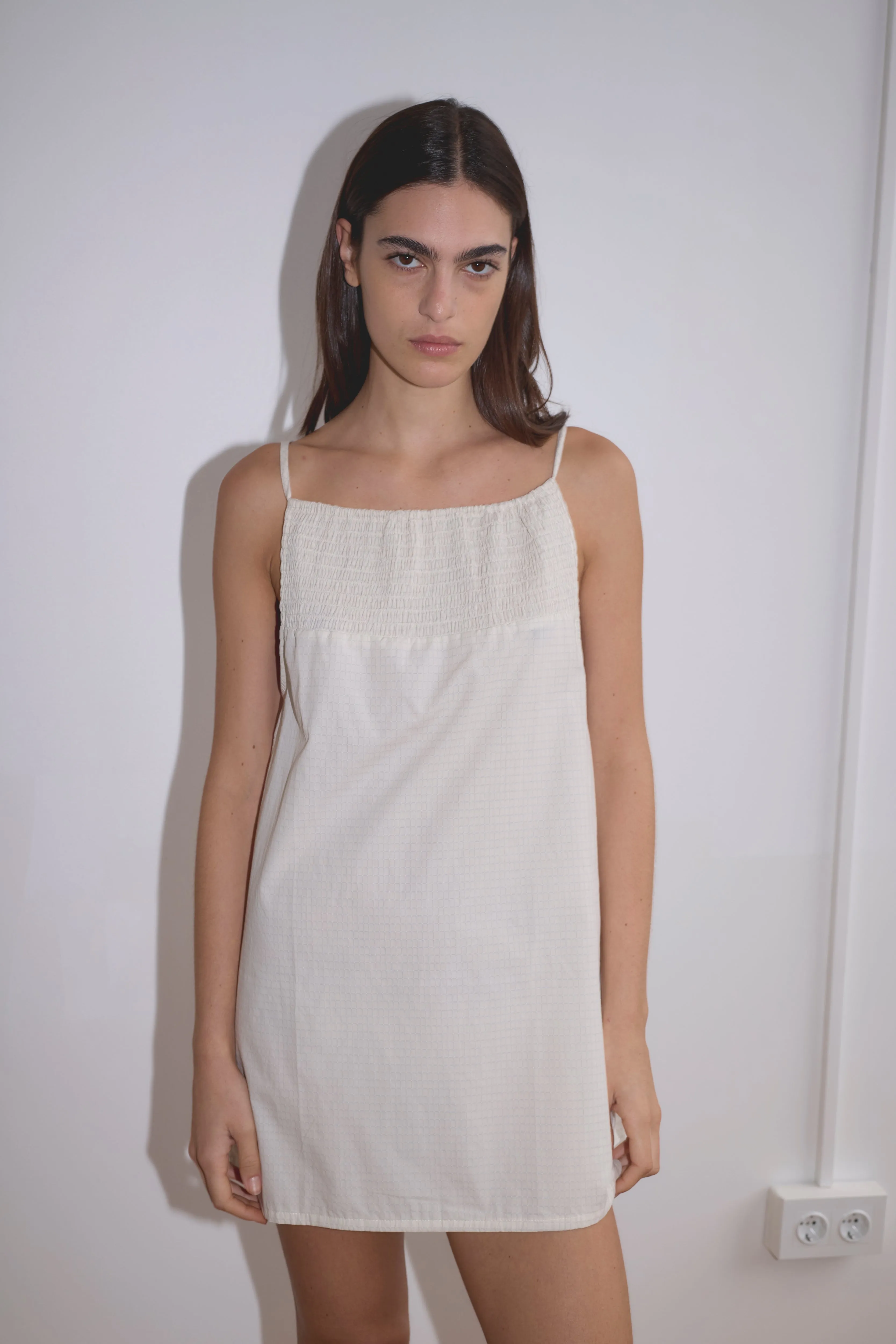 Shirring Mini Dress - Bone Check sold by Deiji Studios product image thumbnail 3