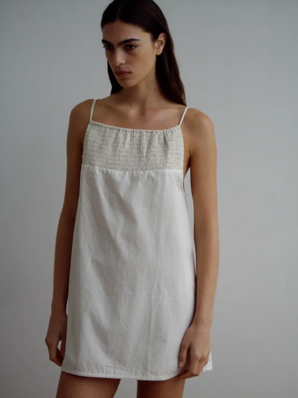 Shirring Mini Dress - Bone Check sold by Deiji Studios