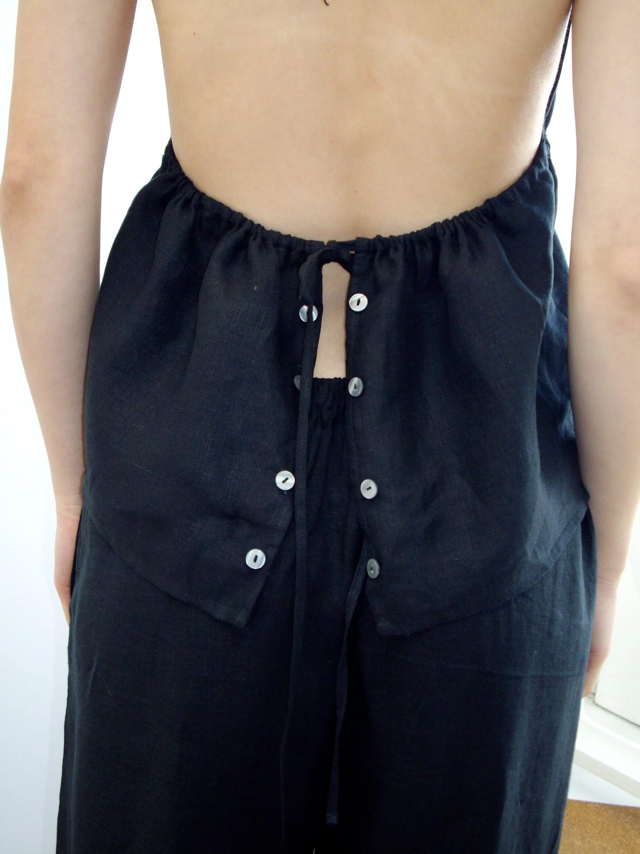 Linen Button Halter - Black sold by Deiji Studios product image thumbnail 4