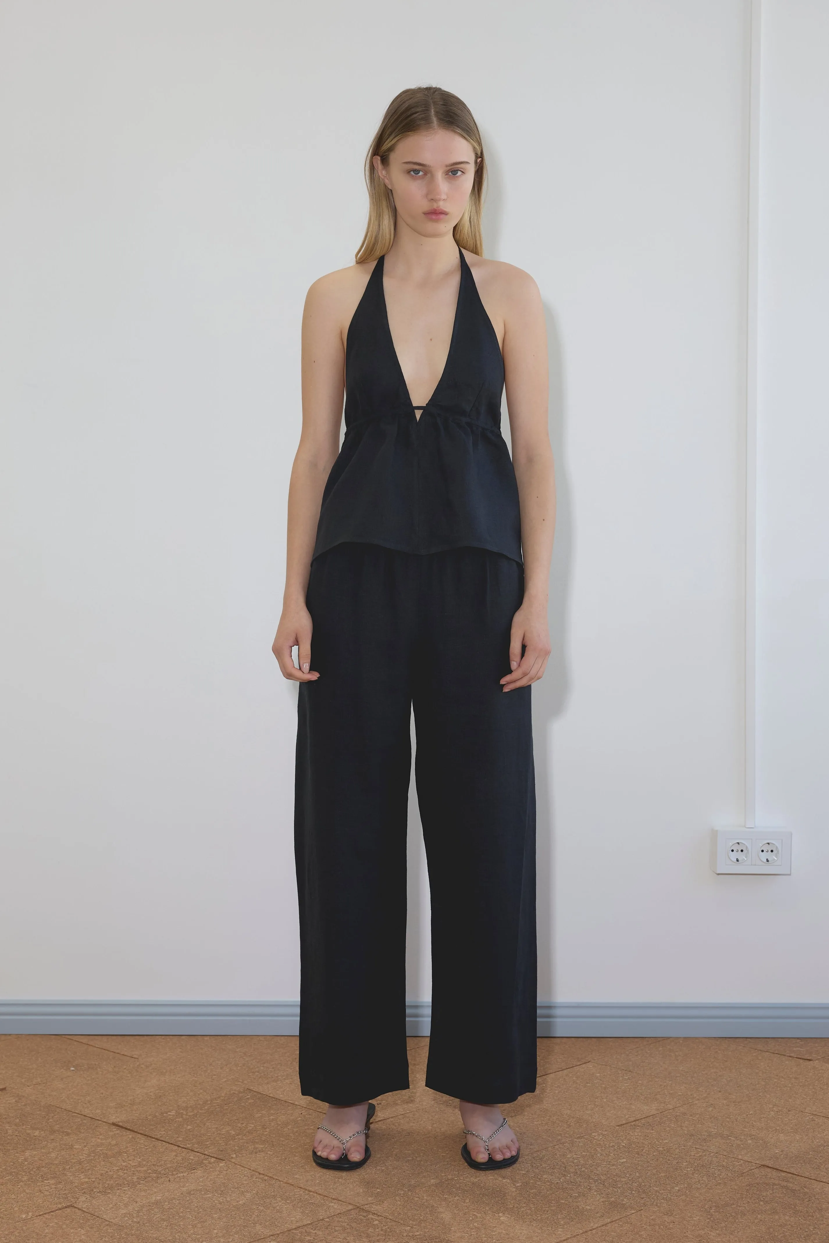 Linen Button Halter - Black sold by Deiji Studios product image thumbnail 3