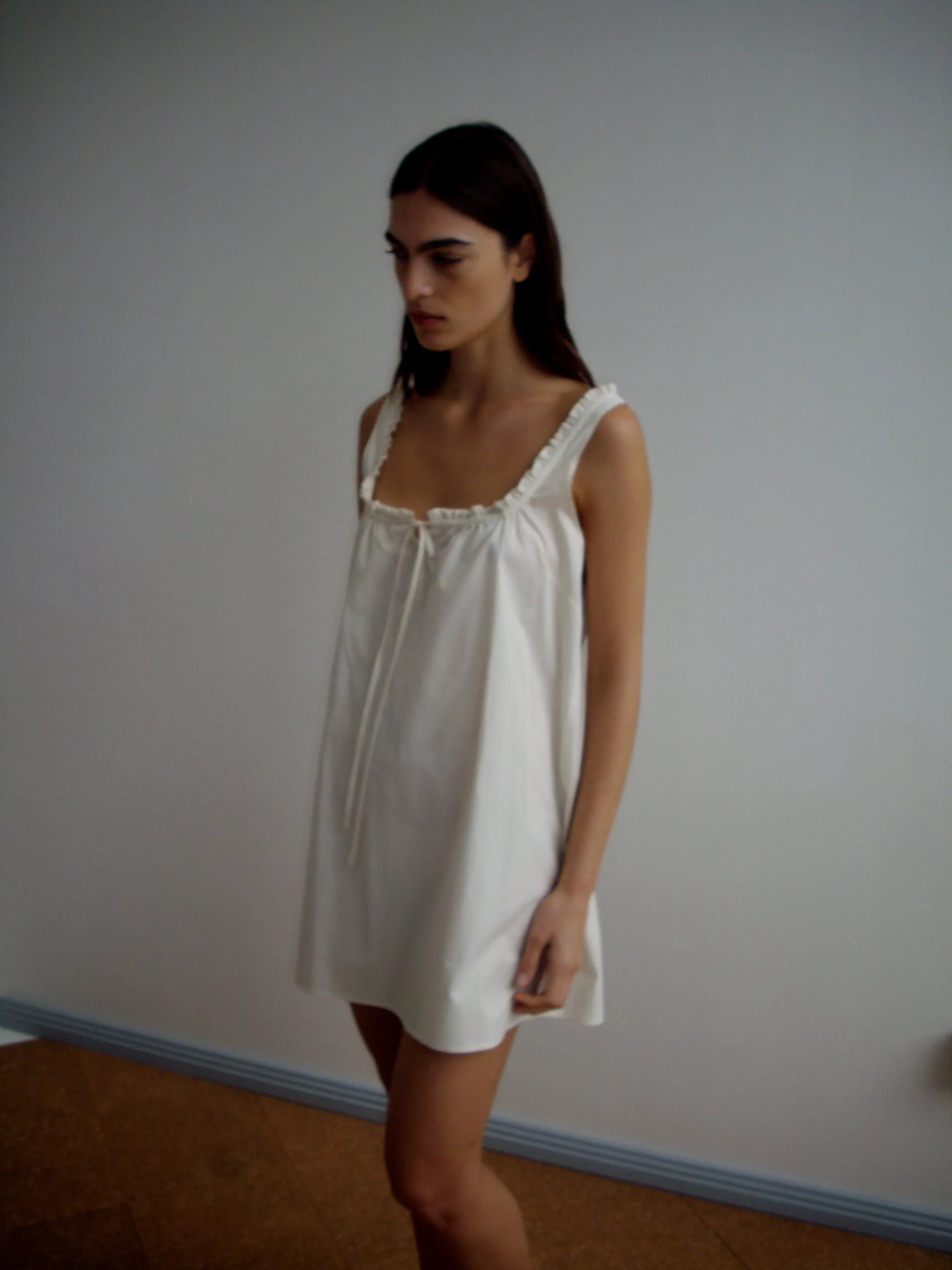 Button Frill Mini Dress - Stone Stripe sold by Deiji Studios product image thumbnail 3