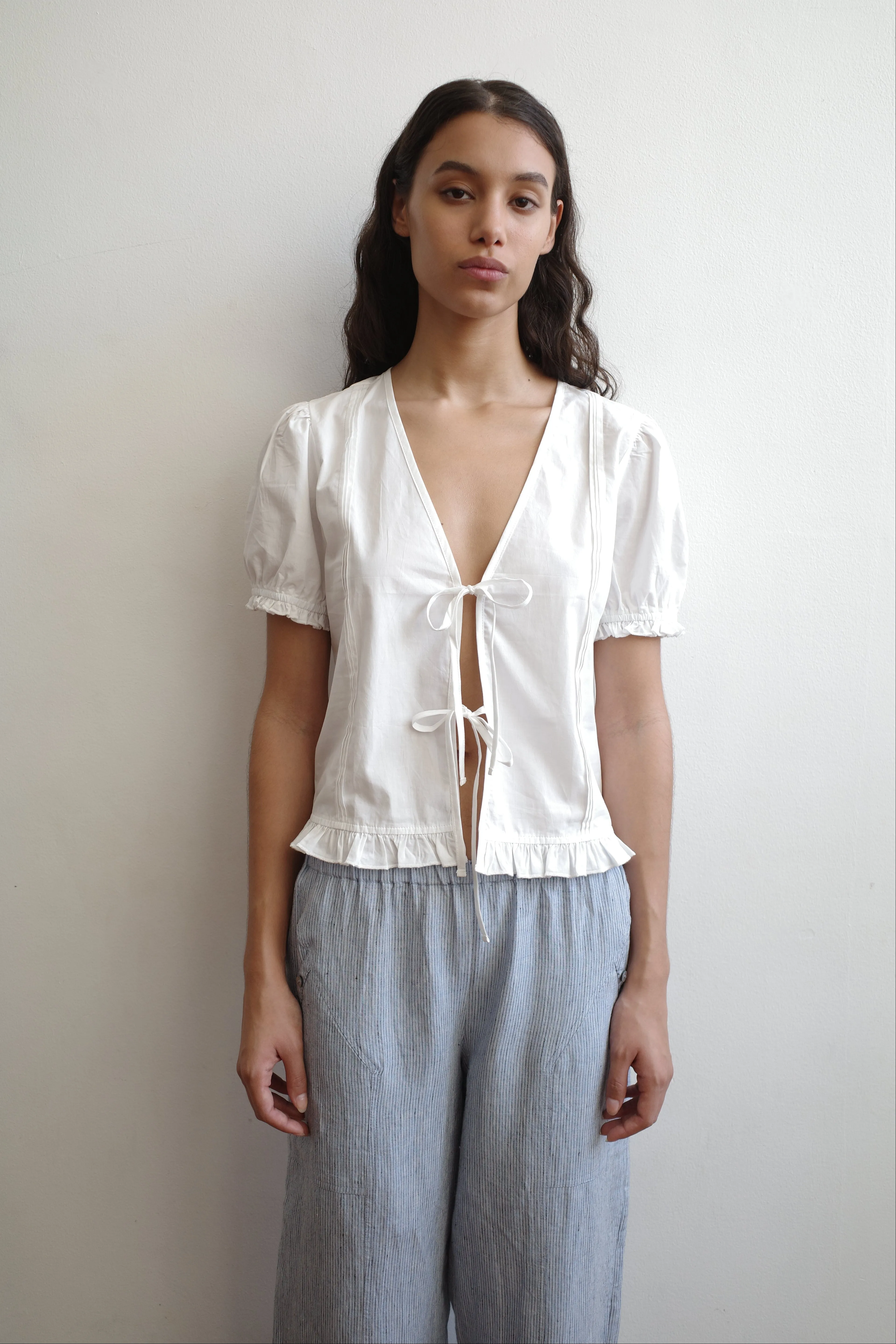 Pintuck Top - White sold by Deiji Studios