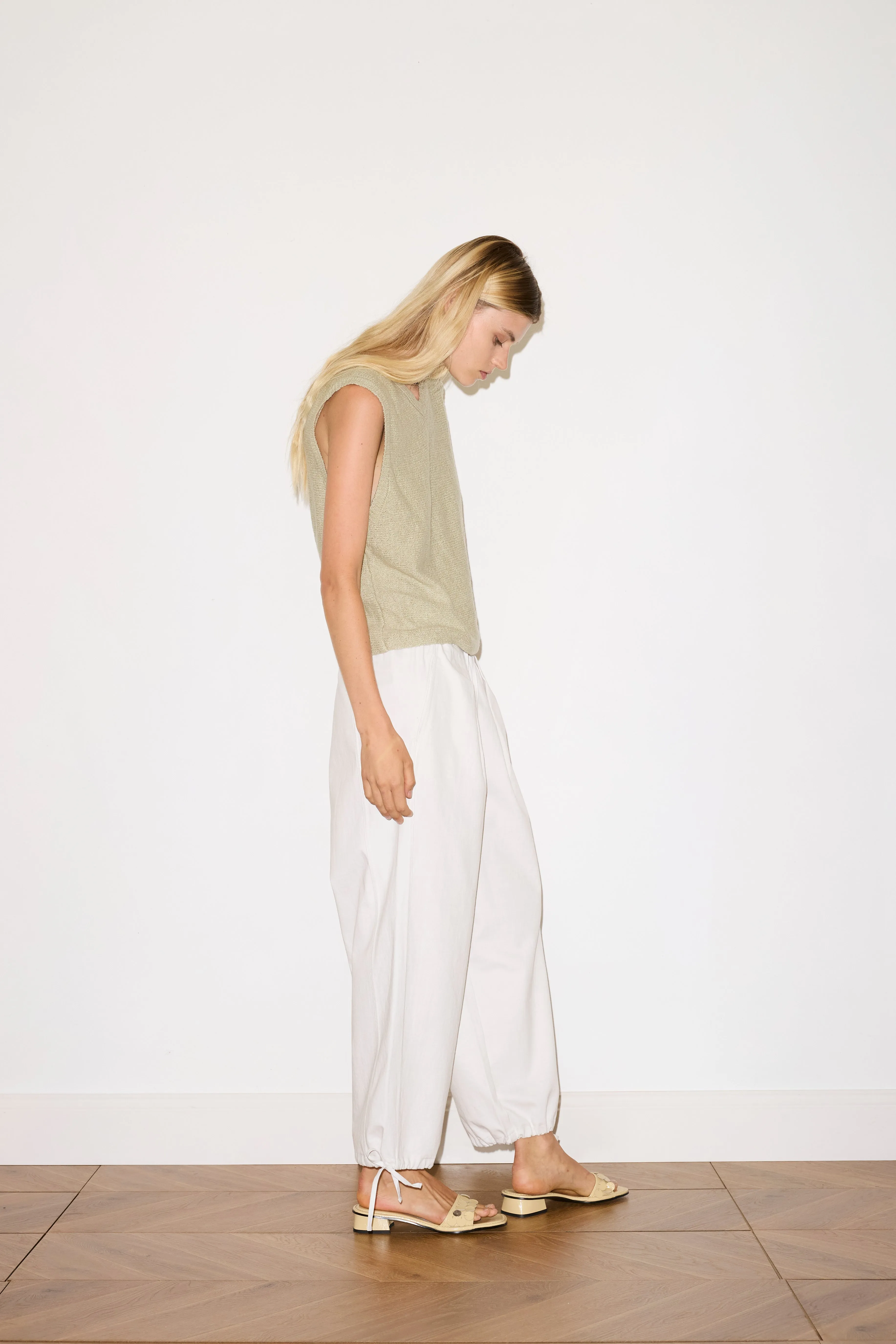 Drawcord Wide Leg Pant - White sold by Deiji Studios product image thumbnail 2