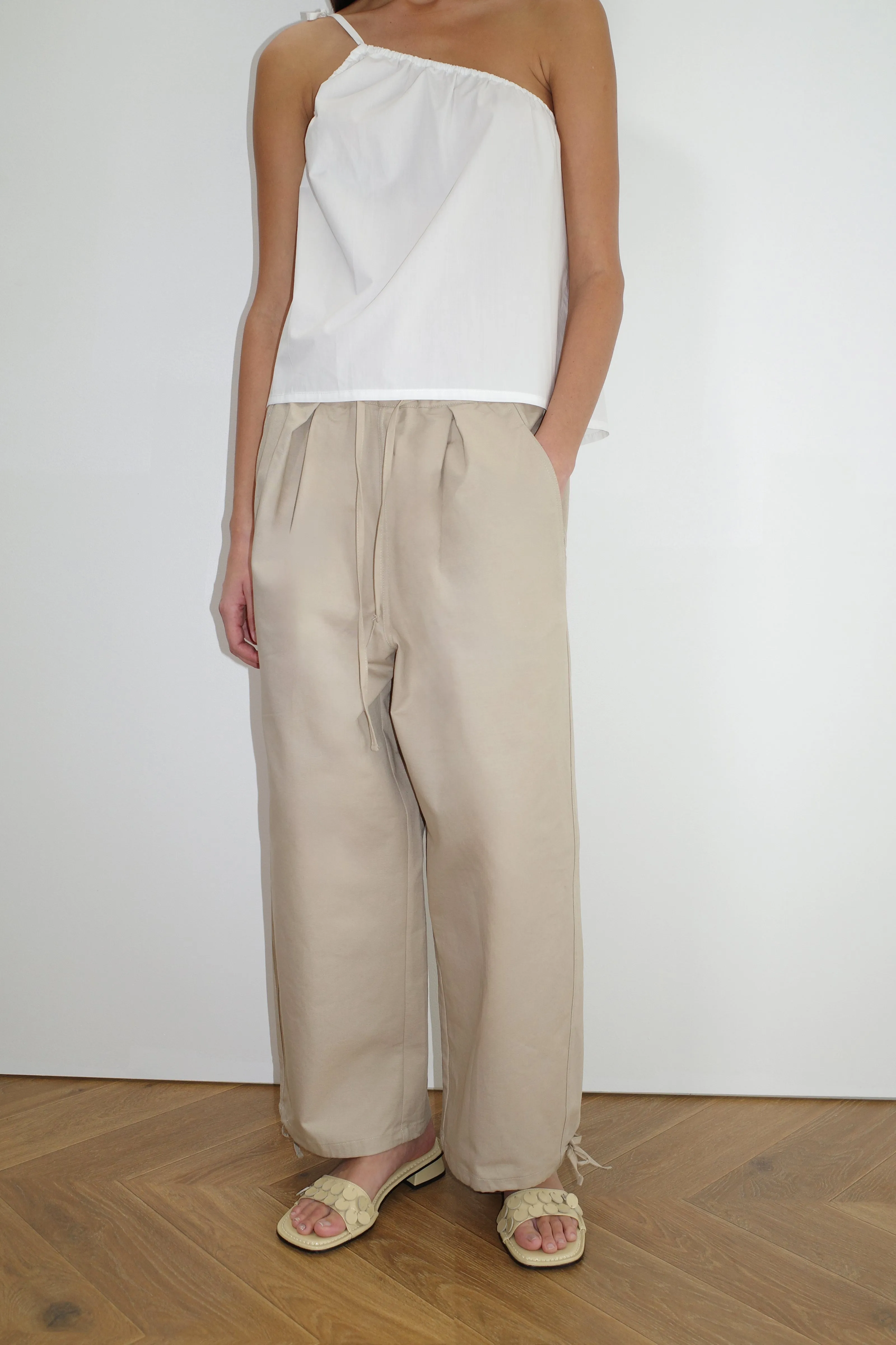 Drawcord Wide Leg Pant - Cream sold by Deiji Studios product image thumbnail 2