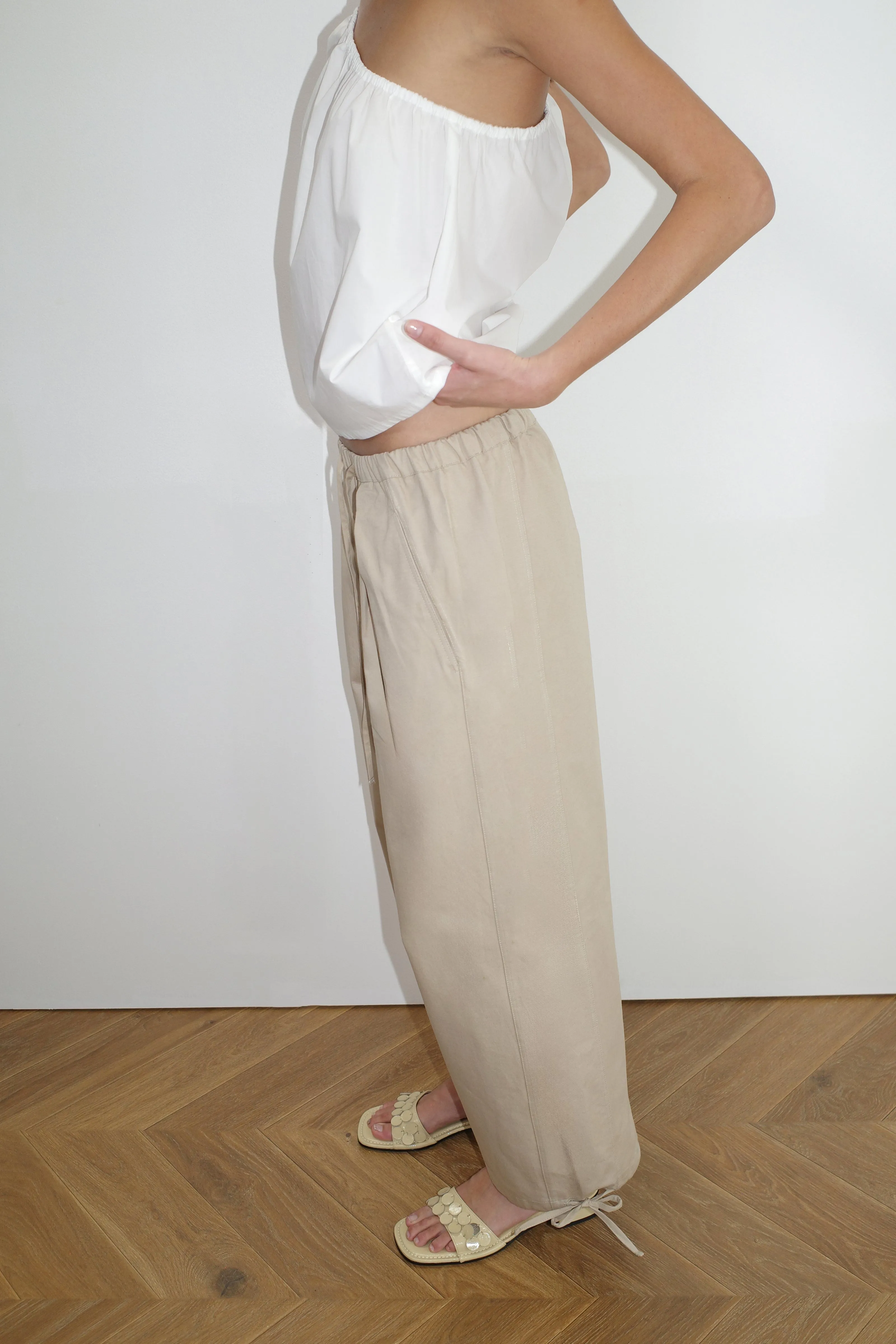 Drawcord Wide Leg Pant - Cream sold by Deiji Studios product image thumbnail 4