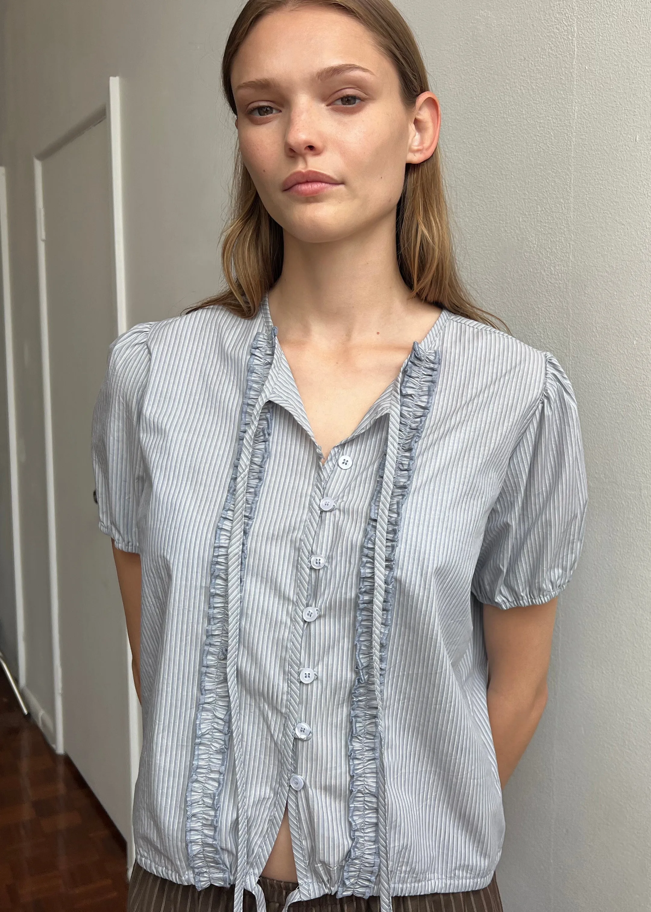 Double Frill Top - Sky Stripe sold by Deiji Studios
