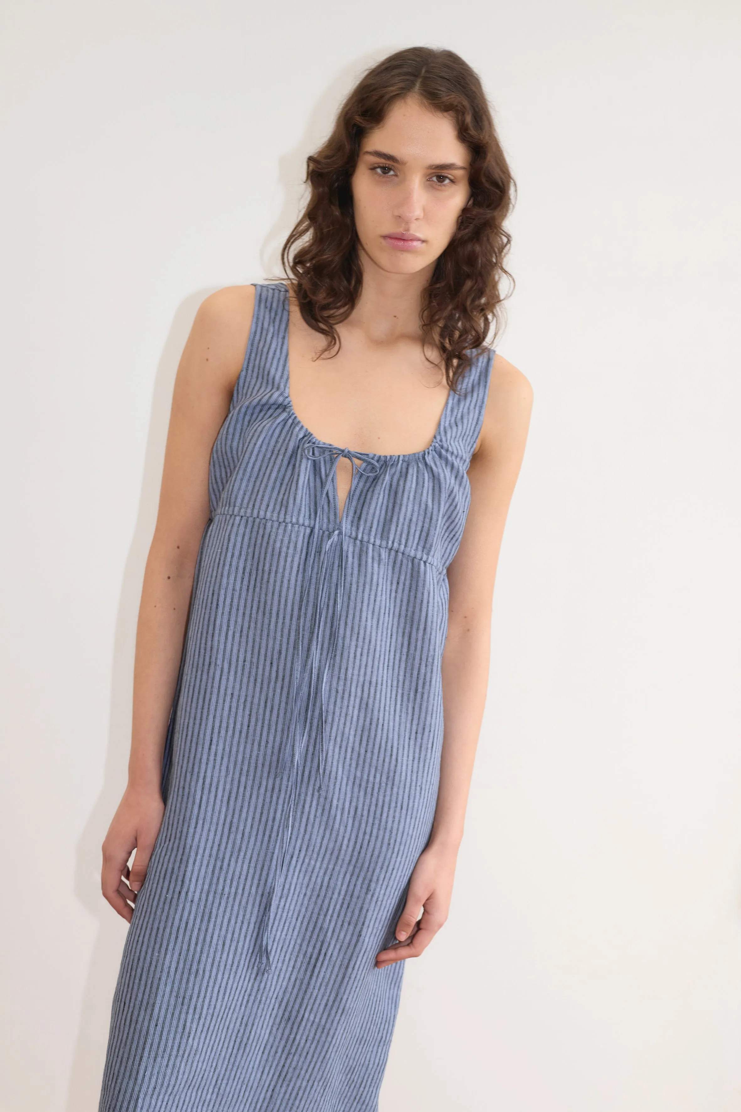 Sleeveless Cord Dress - Azure Stripe sold by Deiji Studios