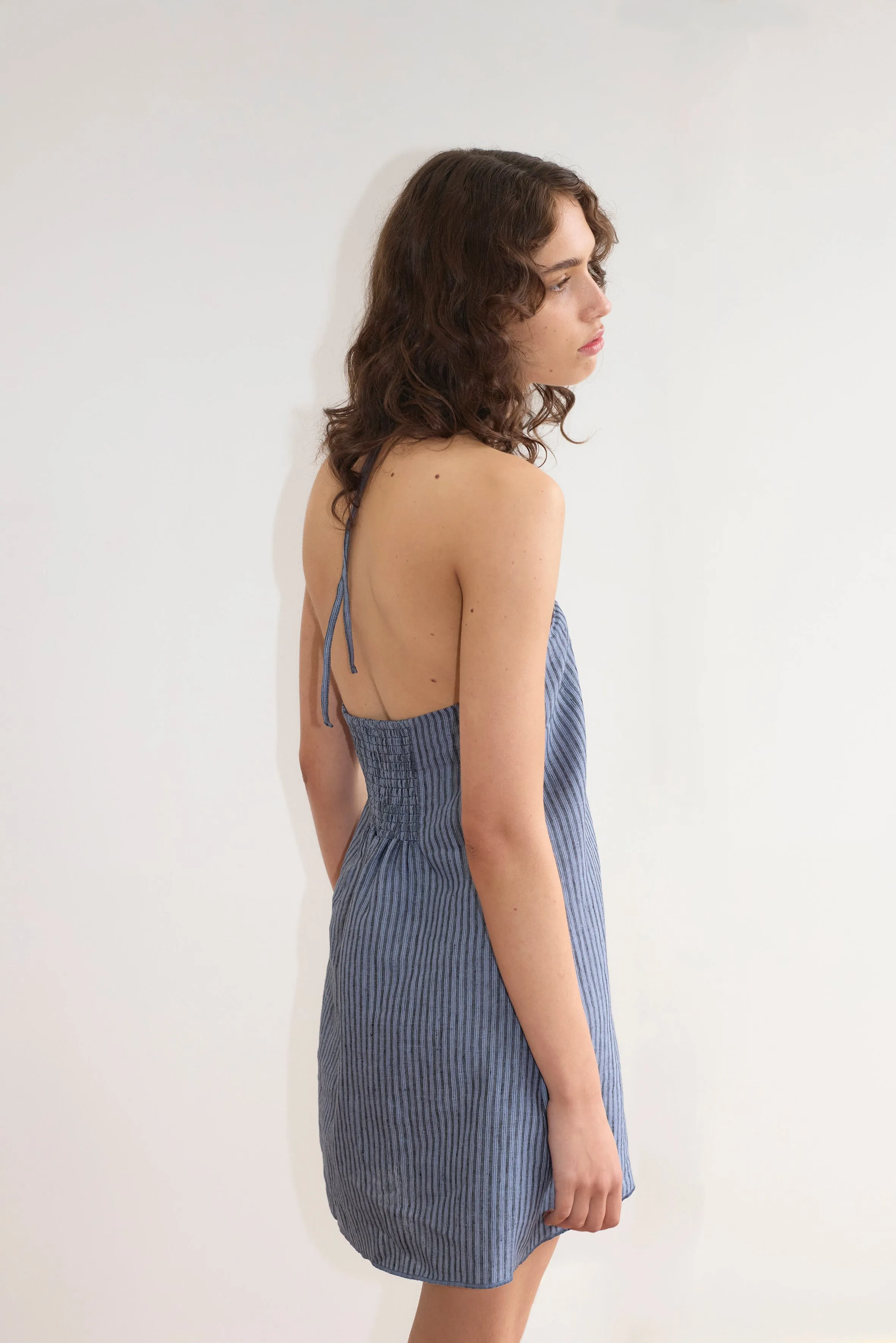 Cross Over Dress - Azure Stripe sold by Deiji Studios product image thumbnail 4