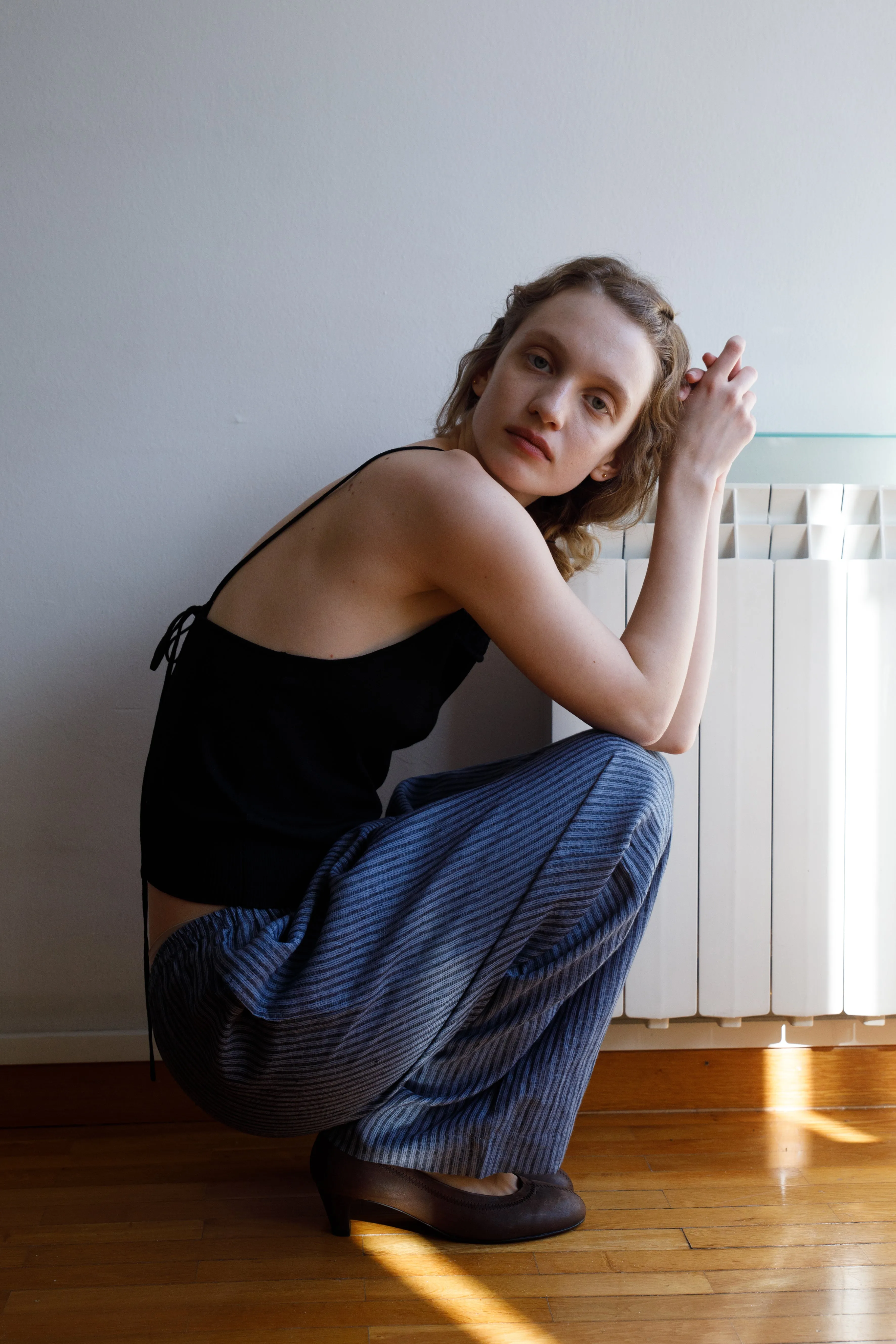 Linen Ease Trouser - Azure Stripe sold by Deiji Studios