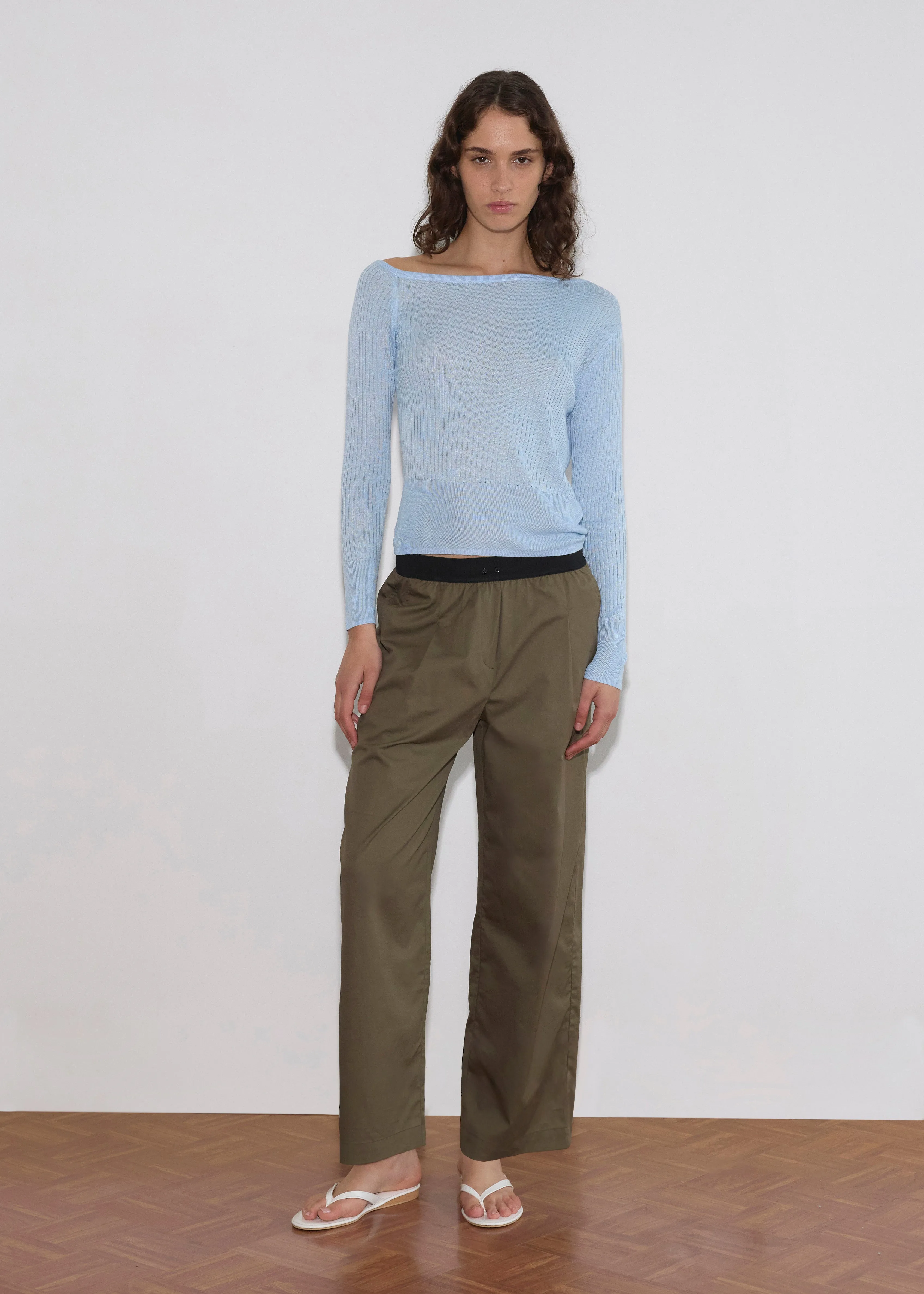 Contrast Waist Pant - Olive sold by Deiji Studios product image thumbnail 2