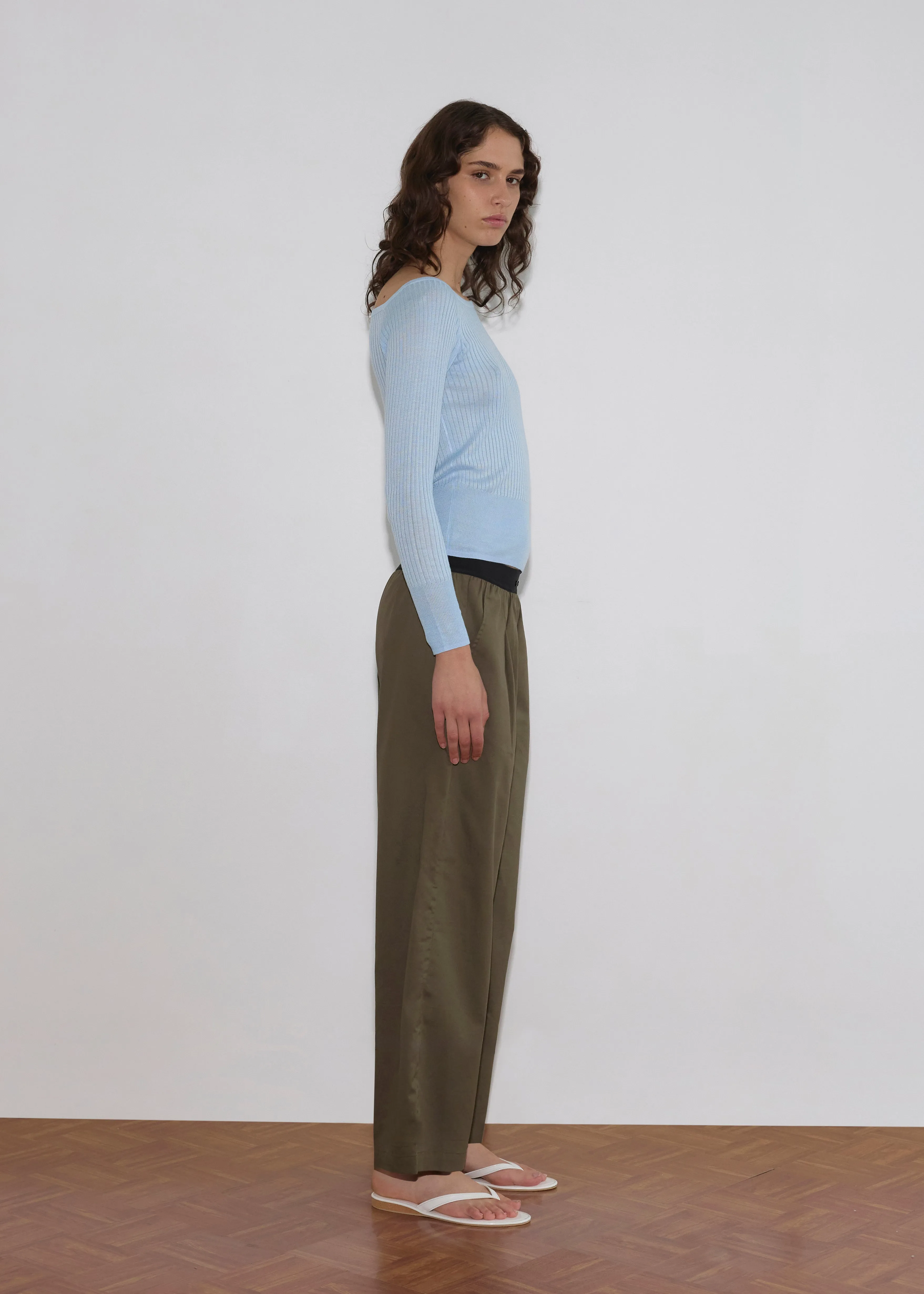 Contrast Waist Pant - Olive sold by Deiji Studios product image thumbnail 3