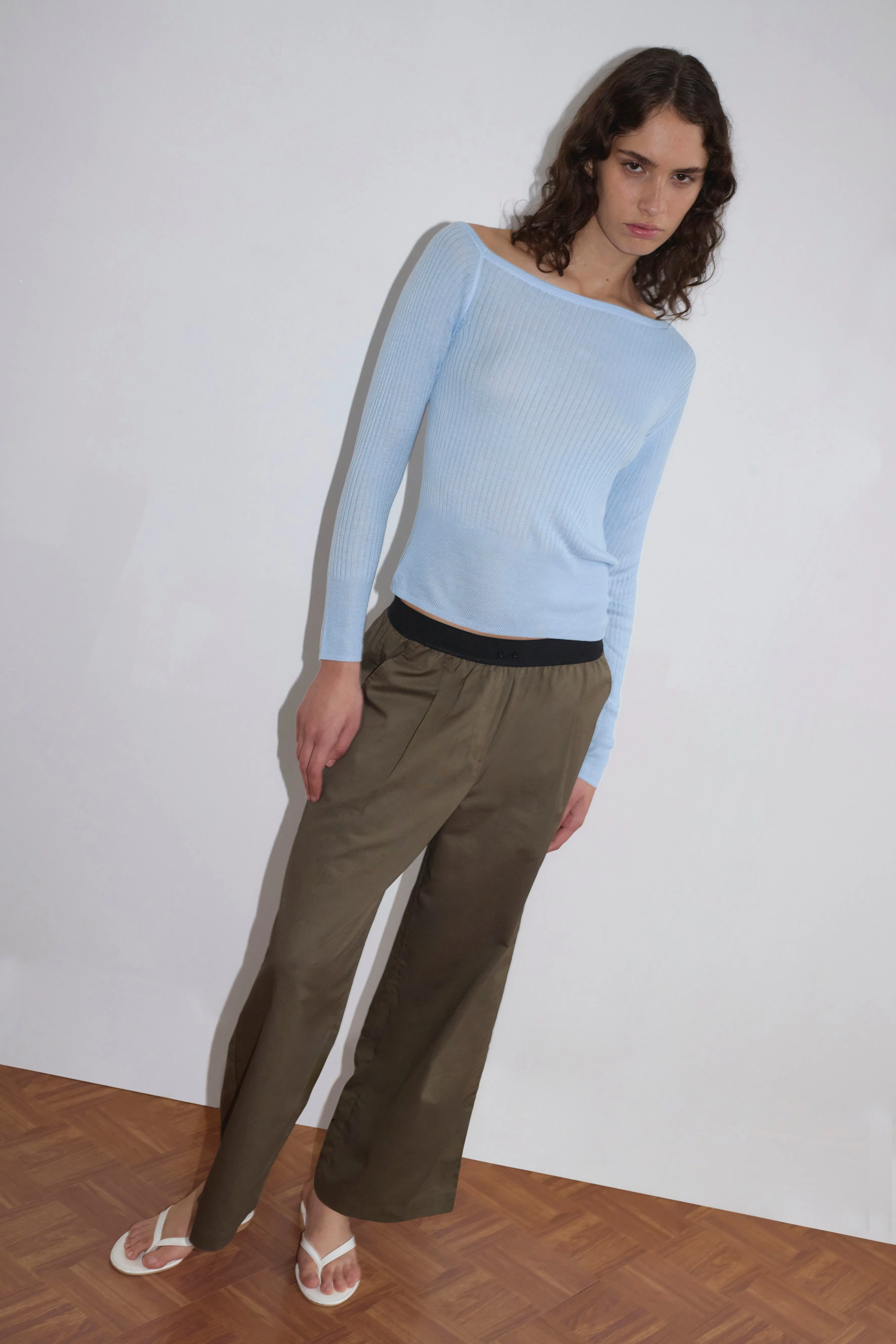 Contrast Waist Pant - Olive sold by Deiji Studios product image thumbnail 4