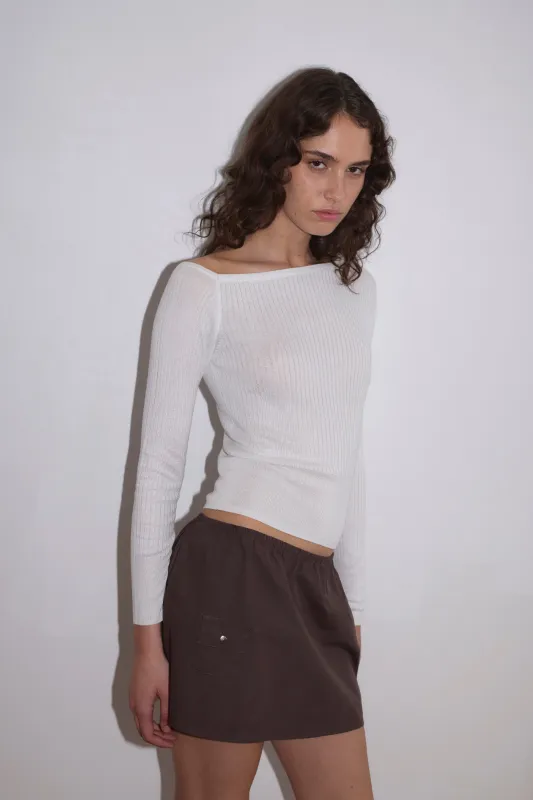 Shoulder Knit Top - White made by Deiji Studios