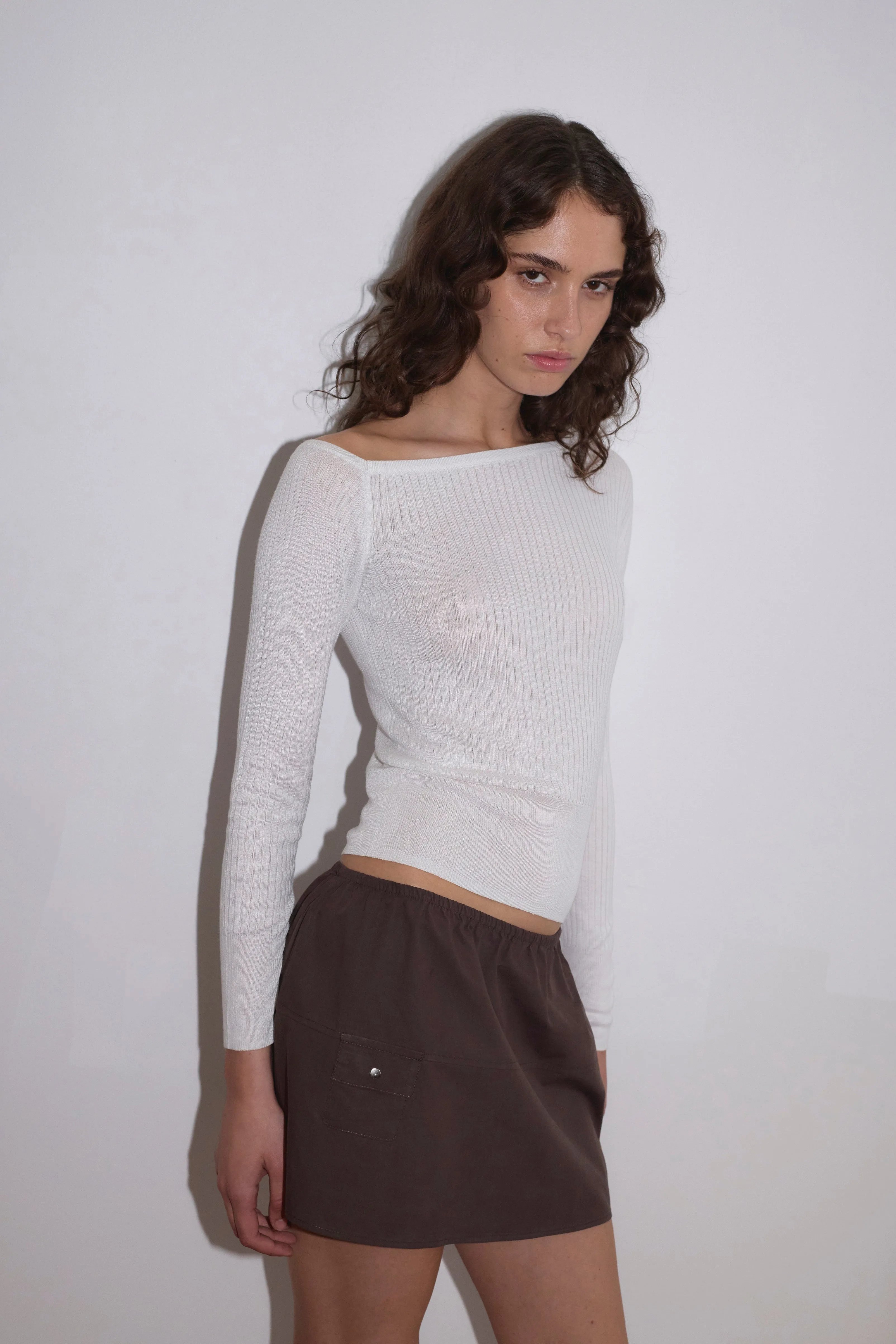 Shoulder Knit Top - White sold by Deiji Studios