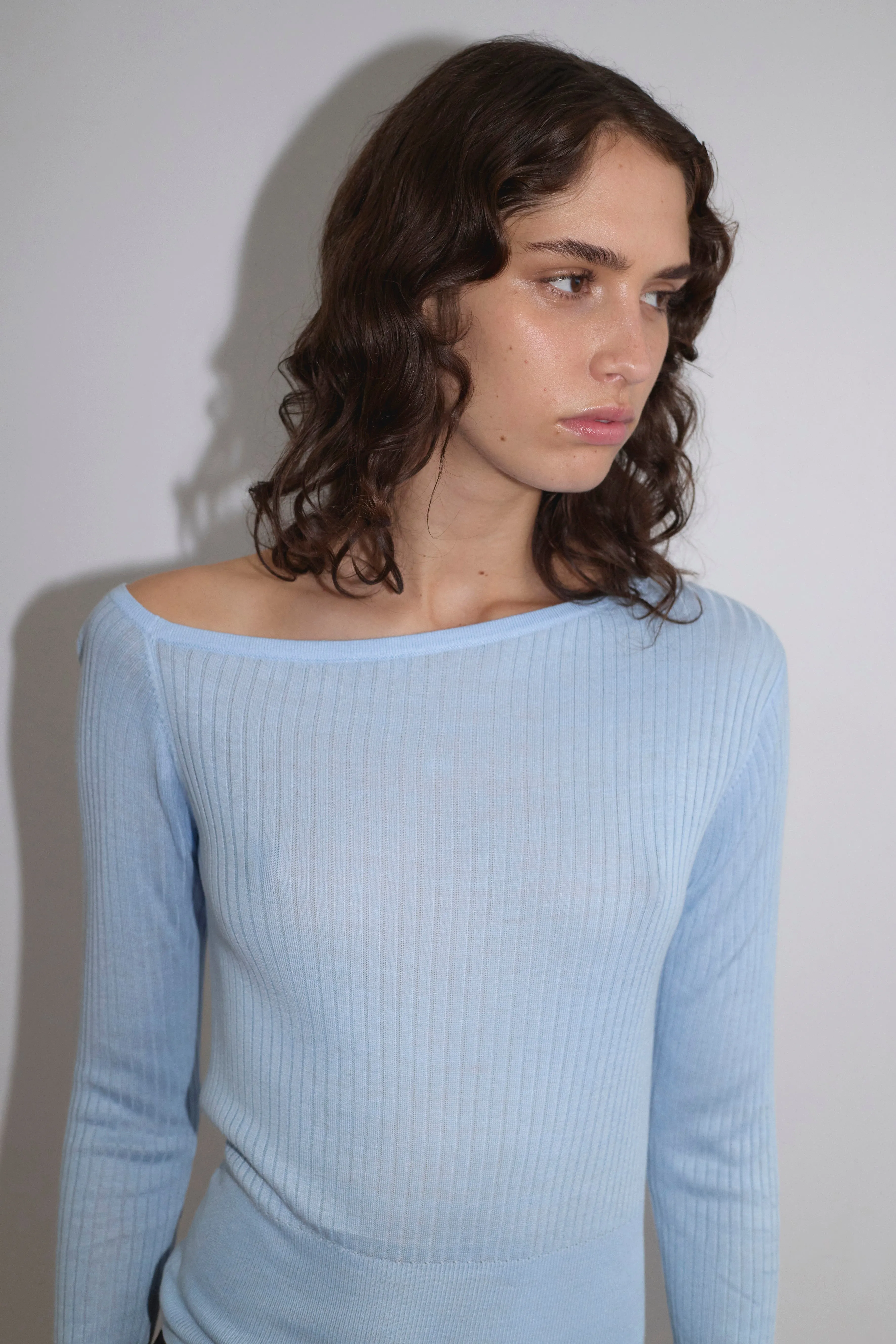 Shoulder Knit Top - Blue sold by Deiji Studios