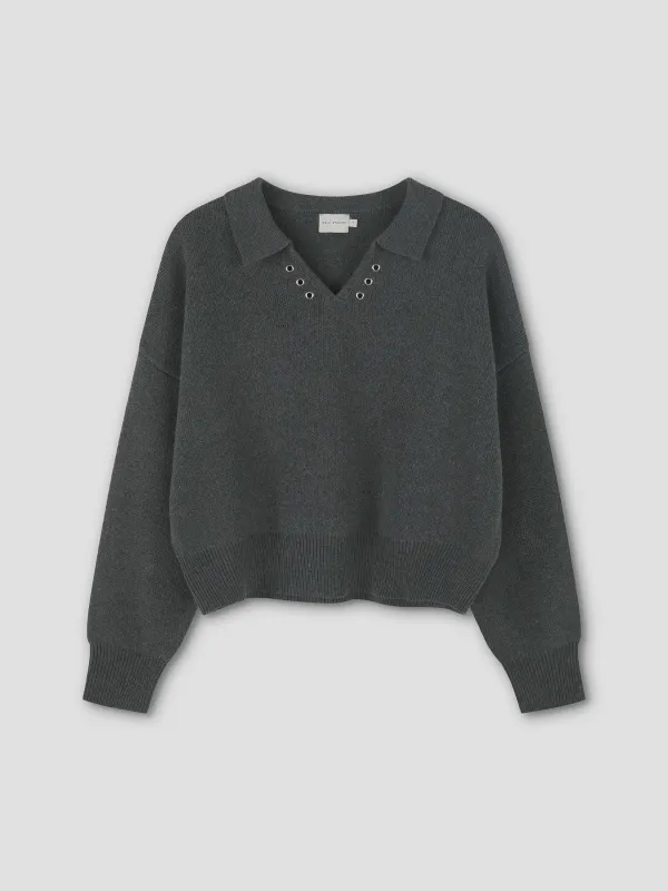 Eyelet Knit - Dark Pebble made by Deiji Studios