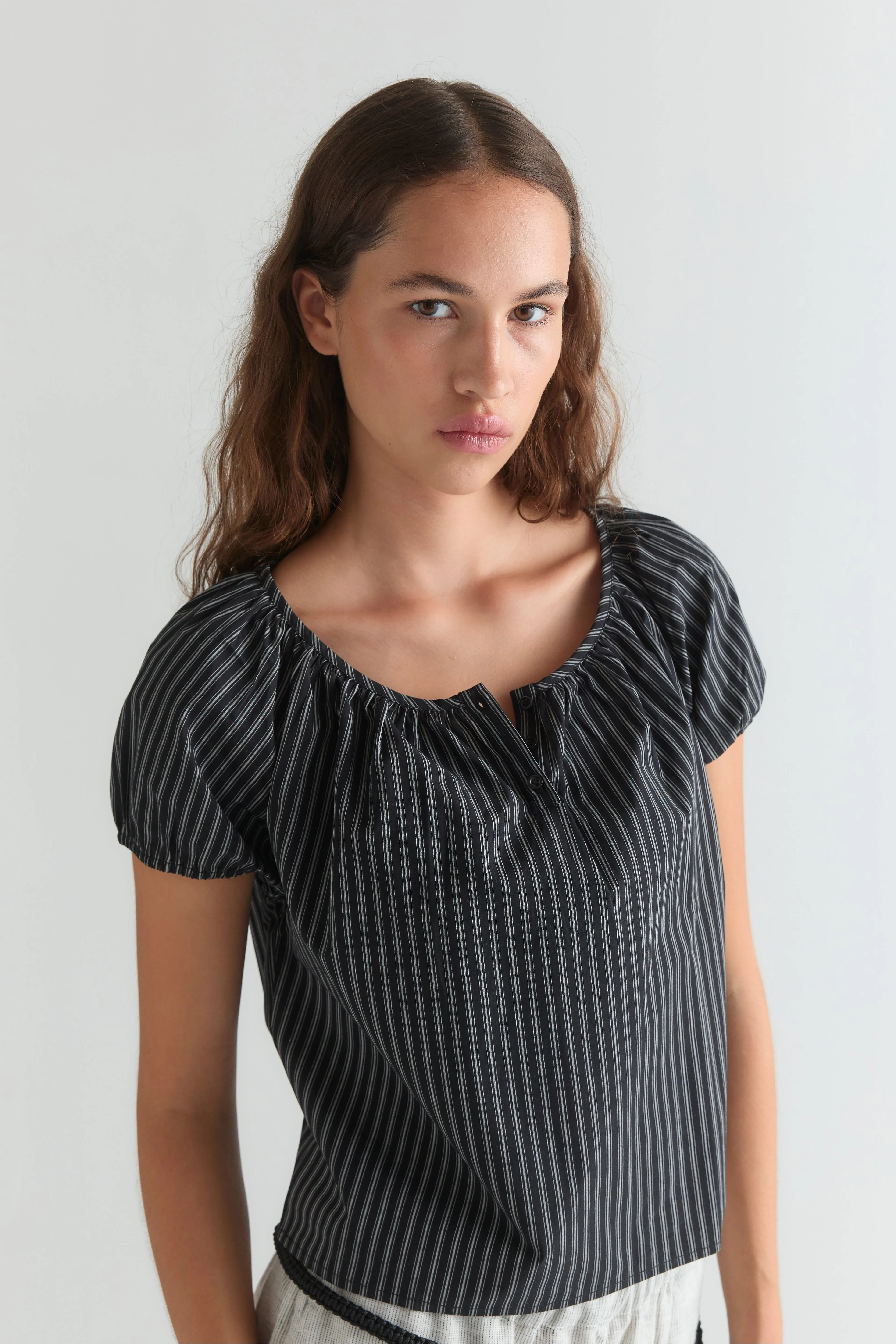 Poplin T Shirt - Mono Stripe sold by Deiji Studios product image thumbnail 2