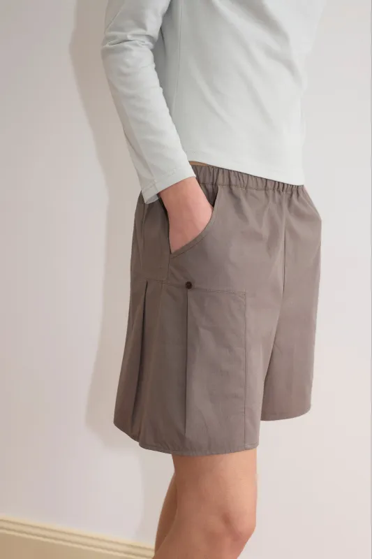 Pleat Short - Khaki Check made by Deiji Studios