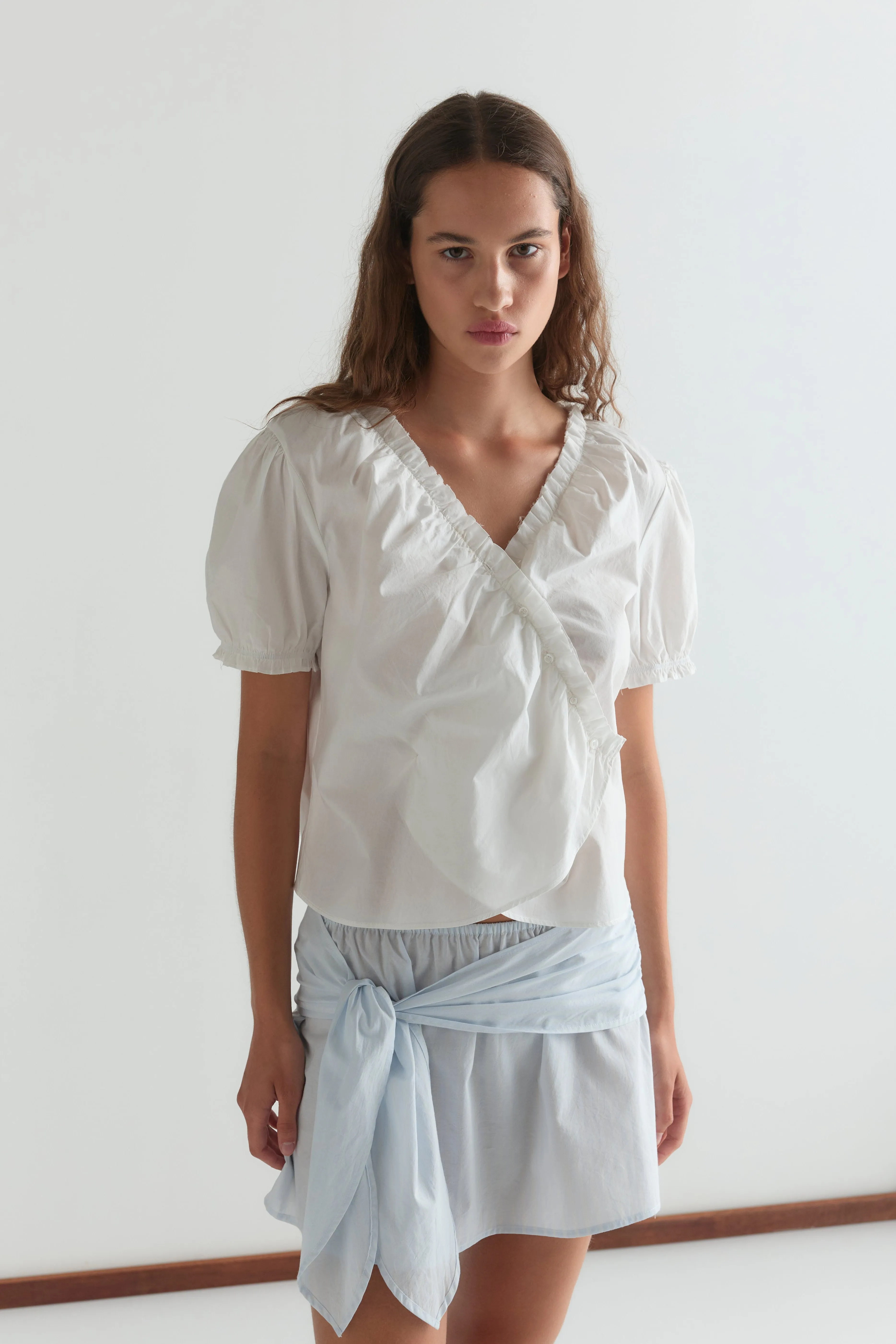 Cross Frill Top - White sold by Deiji Studios