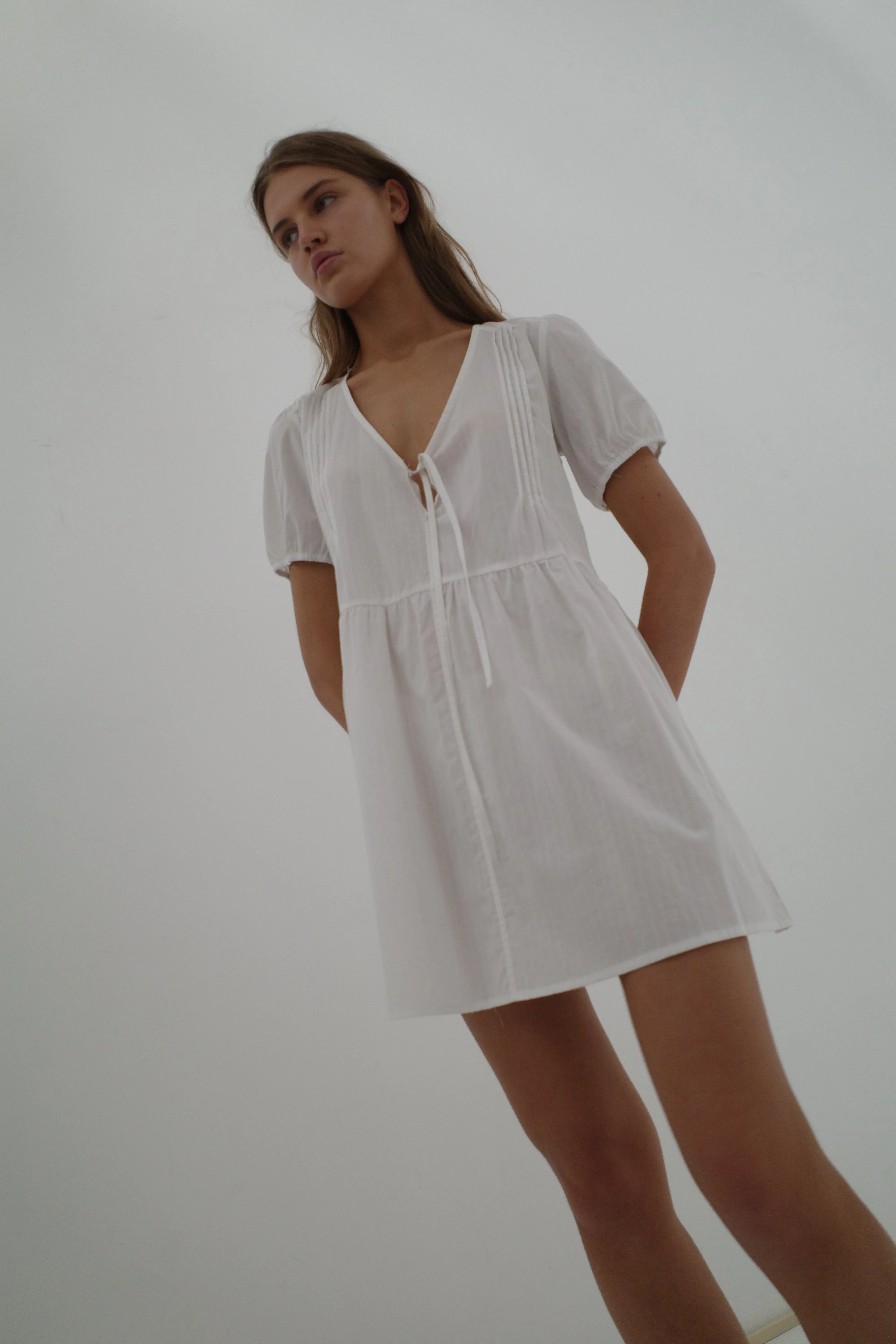 V Pleat Dress - White Texture sold by Deiji Studios product image thumbnail 3