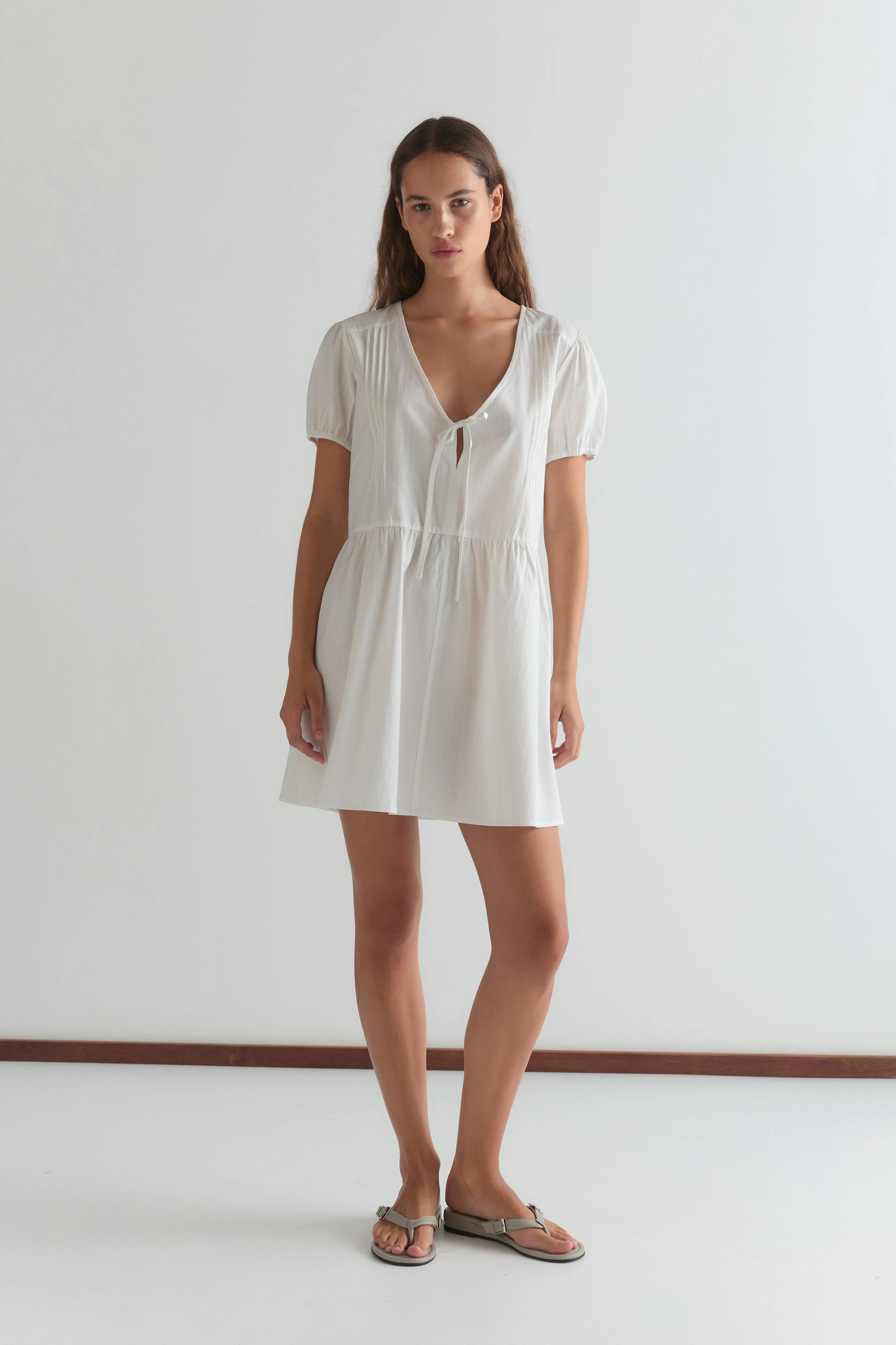 V Pleat Dress - White Texture sold by Deiji Studios