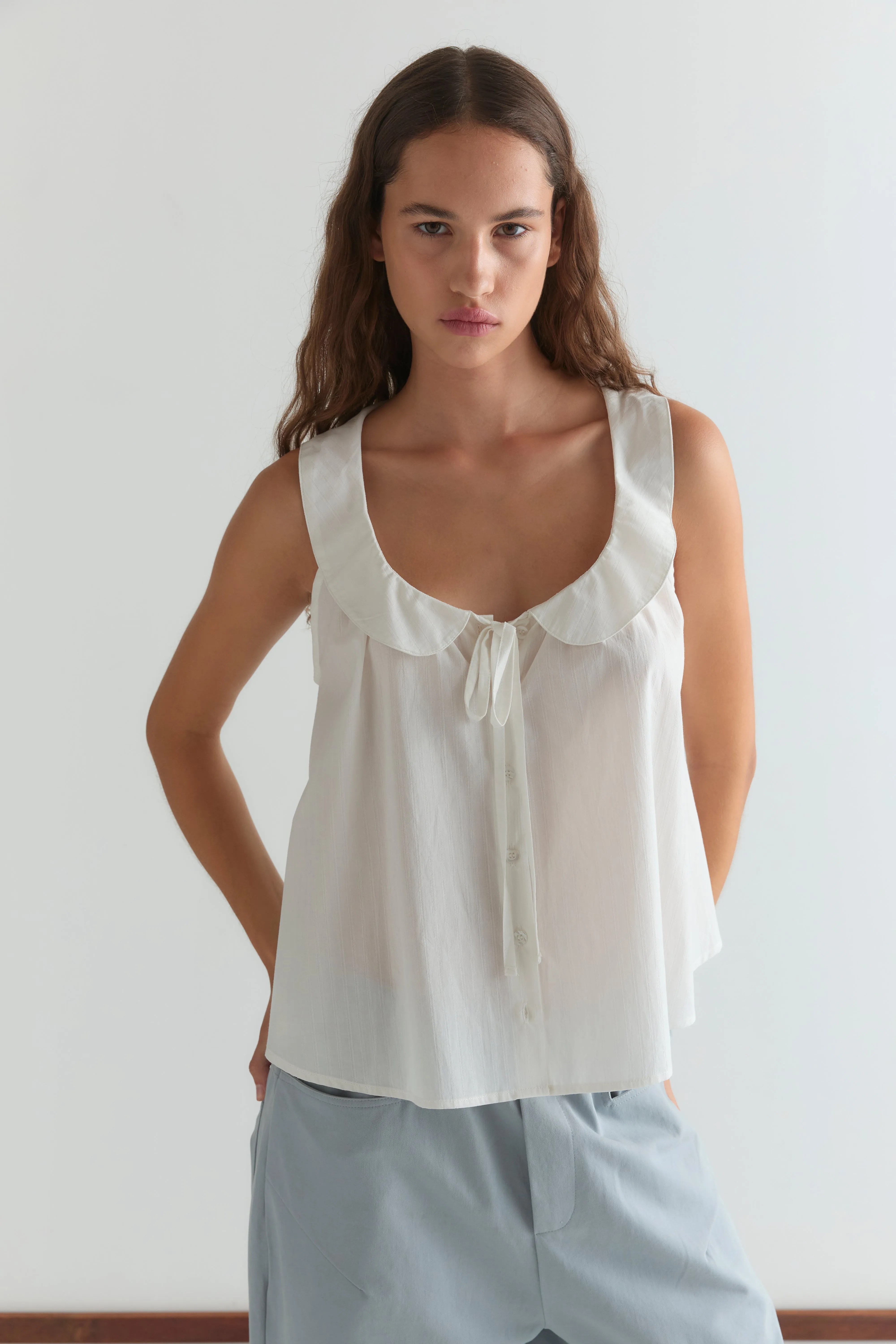 Round Collar Top - White Texture sold by Deiji Studios