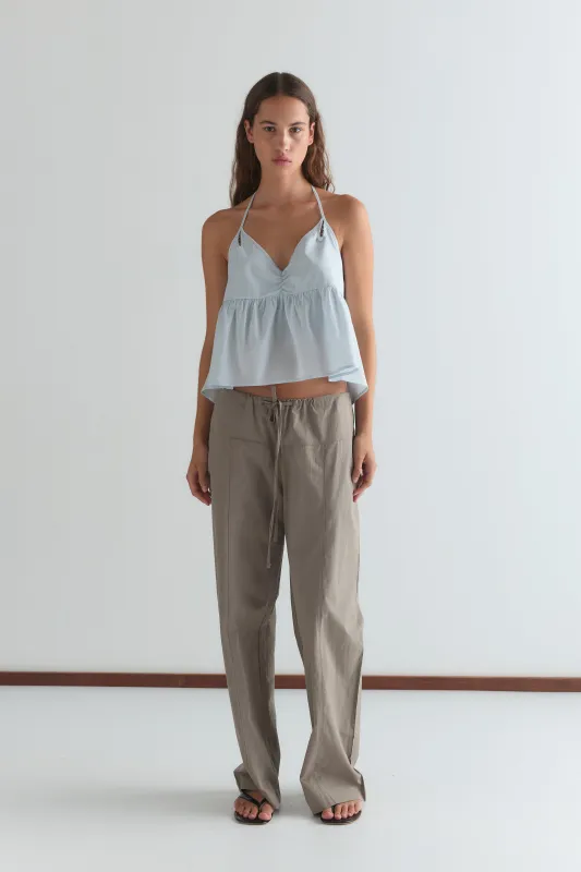 Keyhole Halter Top - Powder Blue Stripe made by Deiji Studios