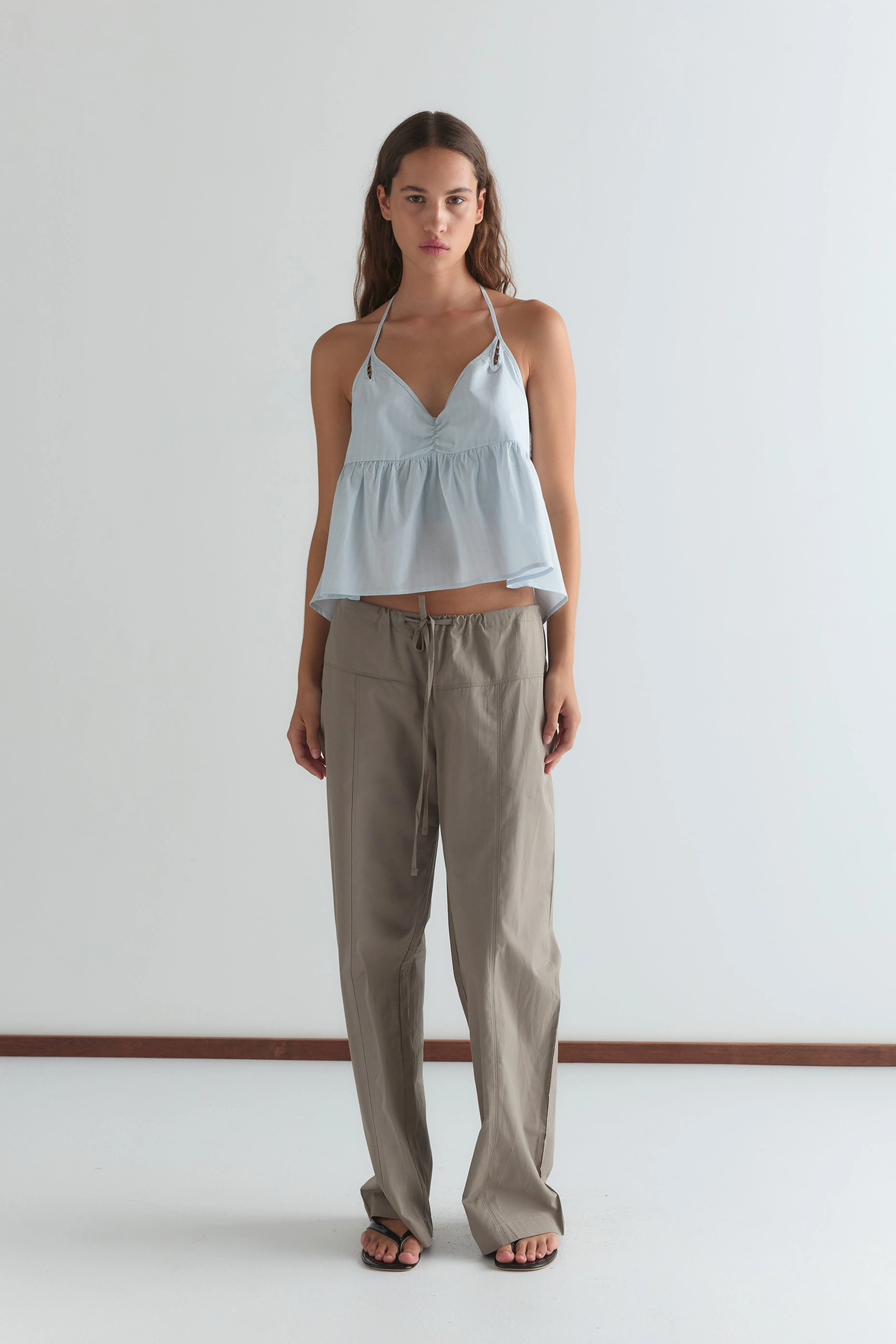 Keyhole Halter Top - Powder Blue Stripe sold by Deiji Studios