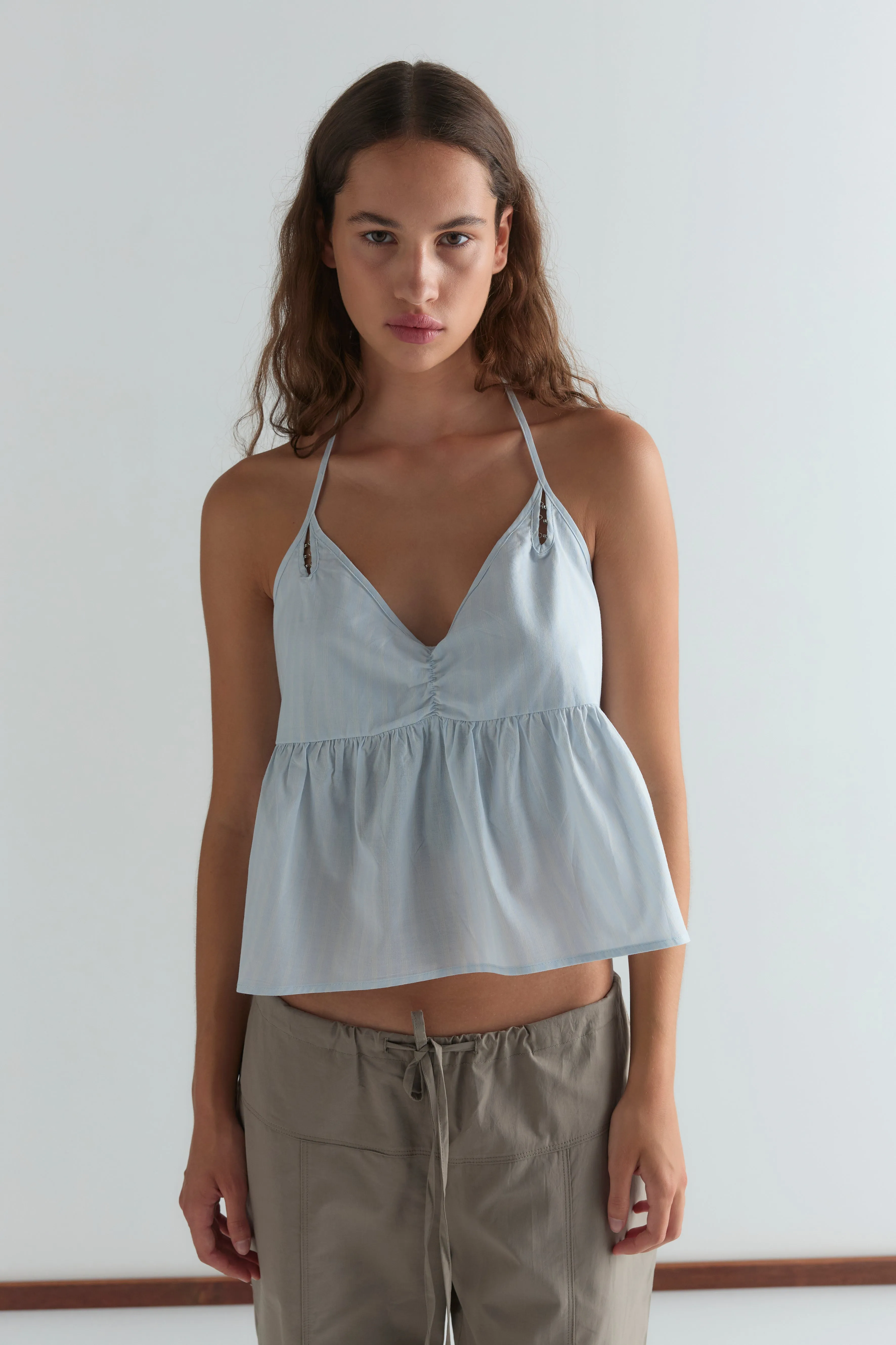 Keyhole Halter Top - Powder Blue Stripe sold by Deiji Studios product image thumbnail 2