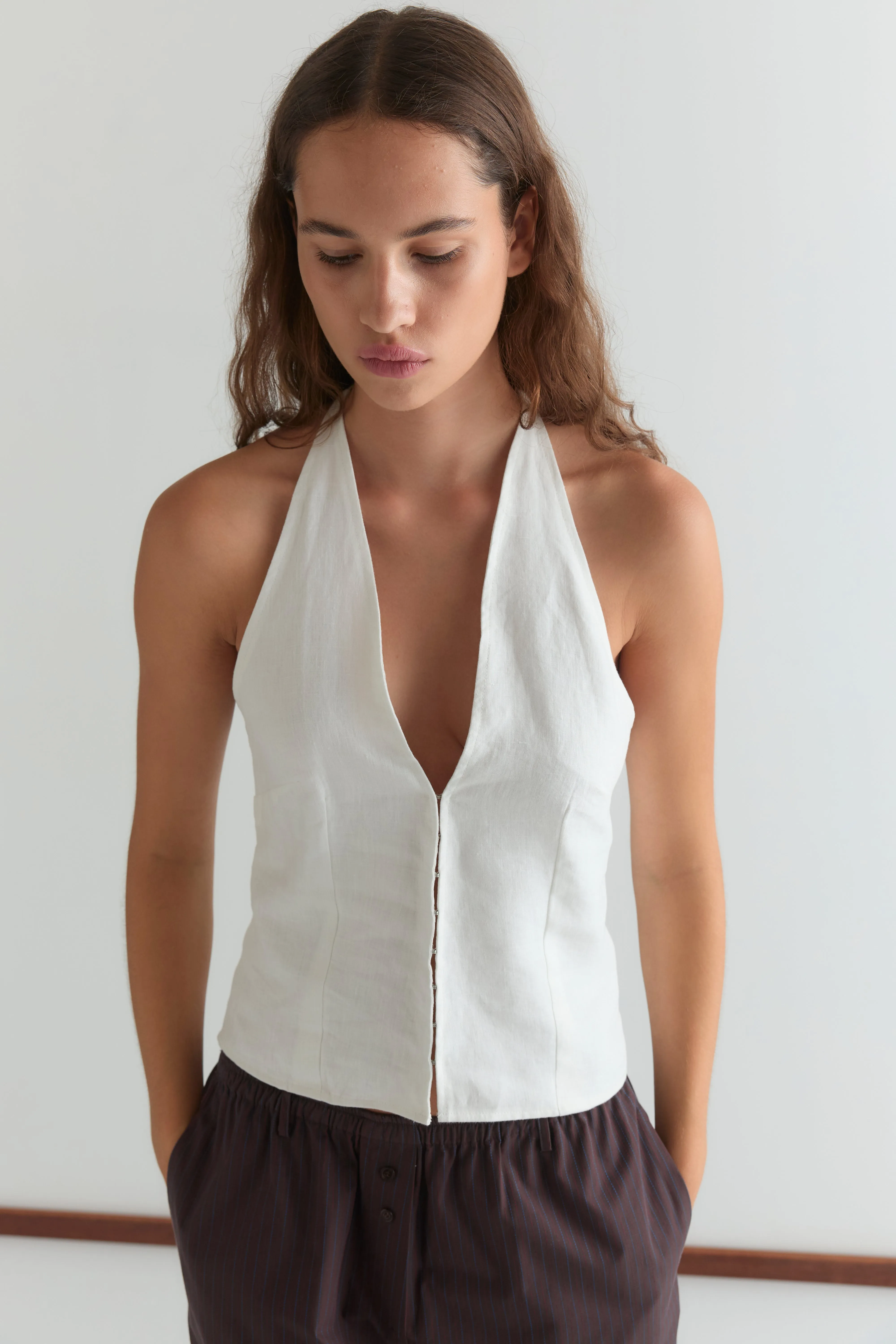 Close Halter Top - White sold by Deiji Studios
