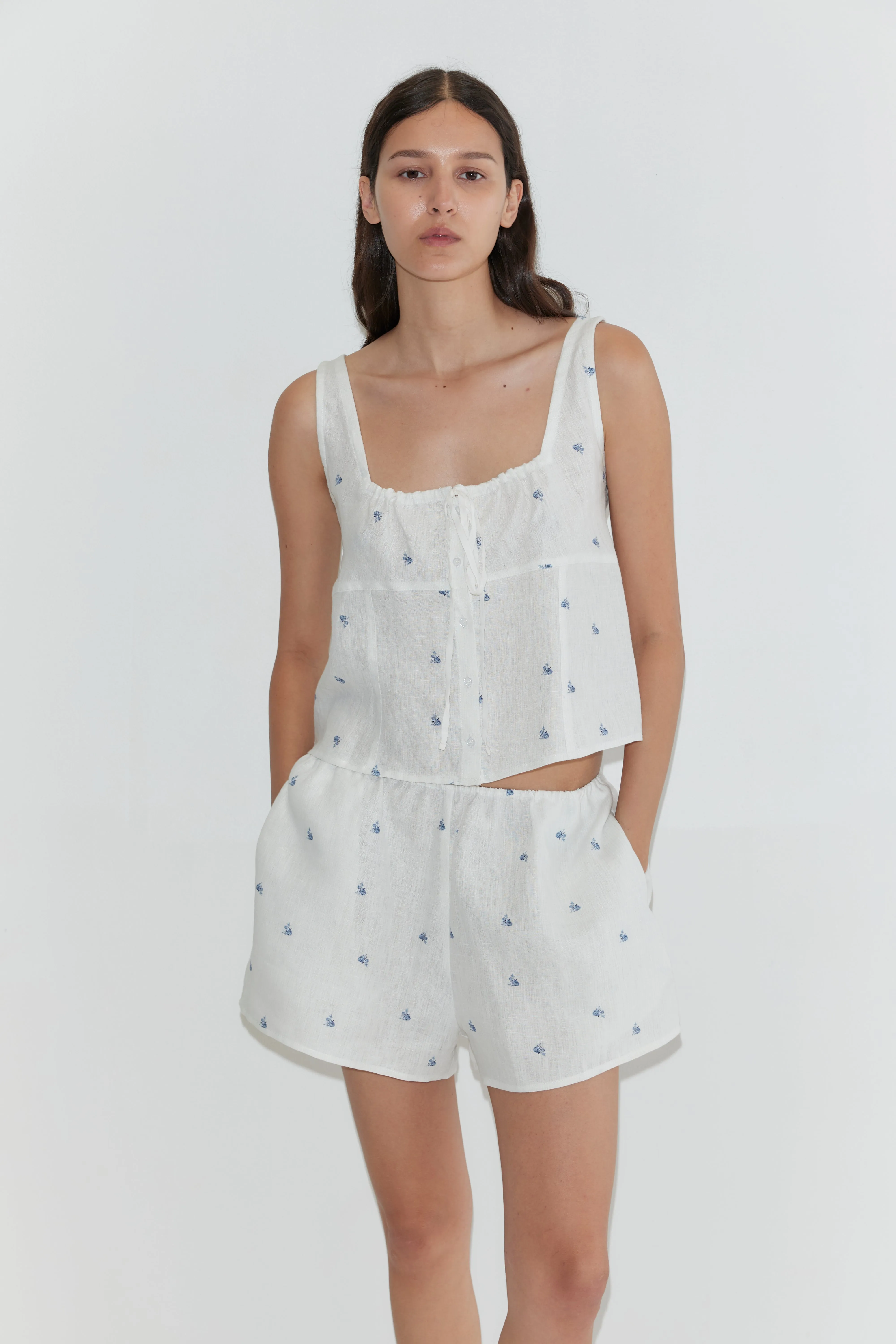 Relax Short Set - Floral Blue sold by Deiji Studios