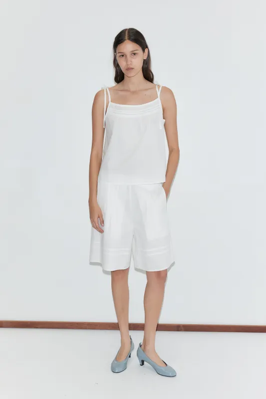Pintuck Short - White made by Deiji Studios