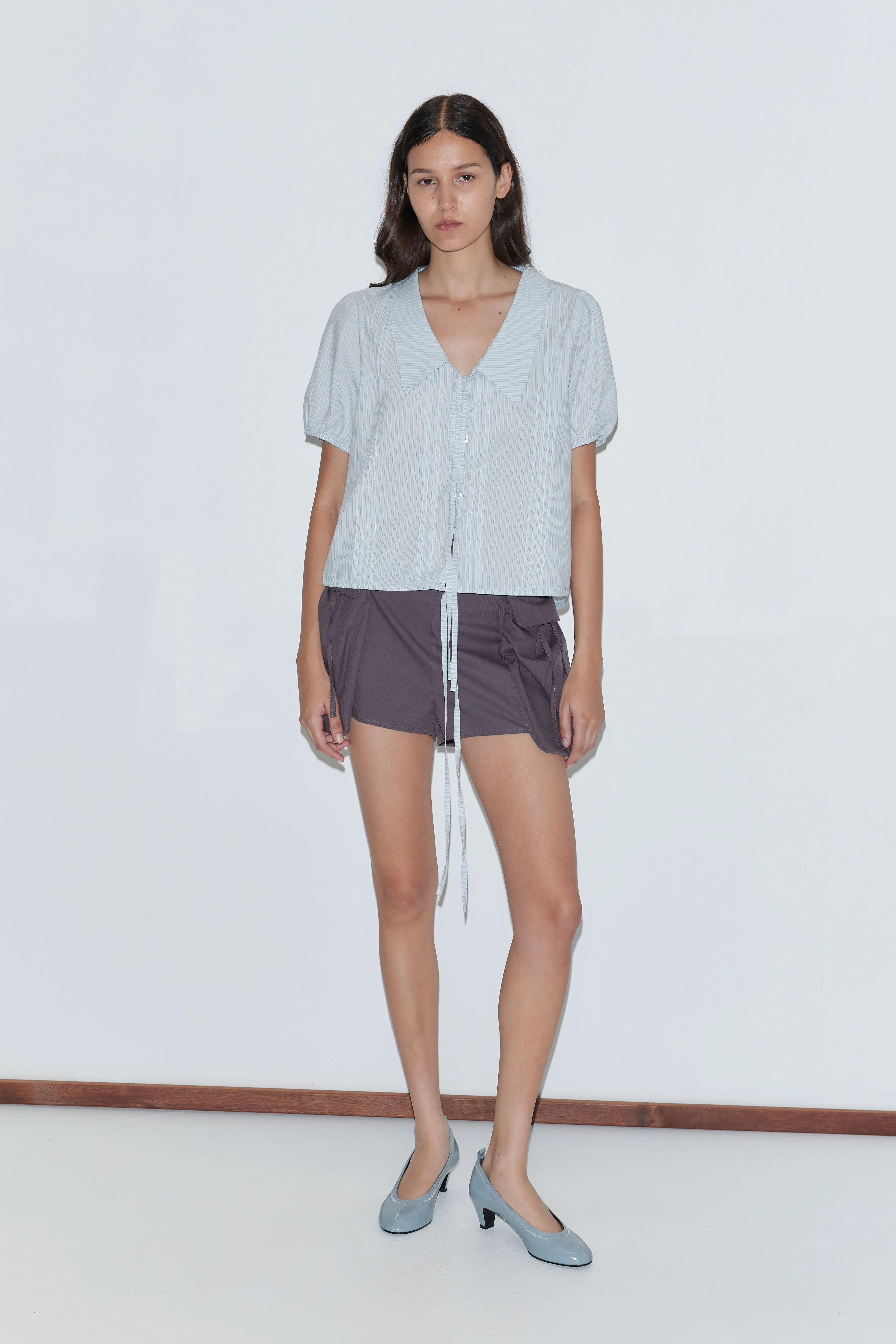 Fine Collar Top - Mist Stripe sold by Deiji Studios product image thumbnail 2