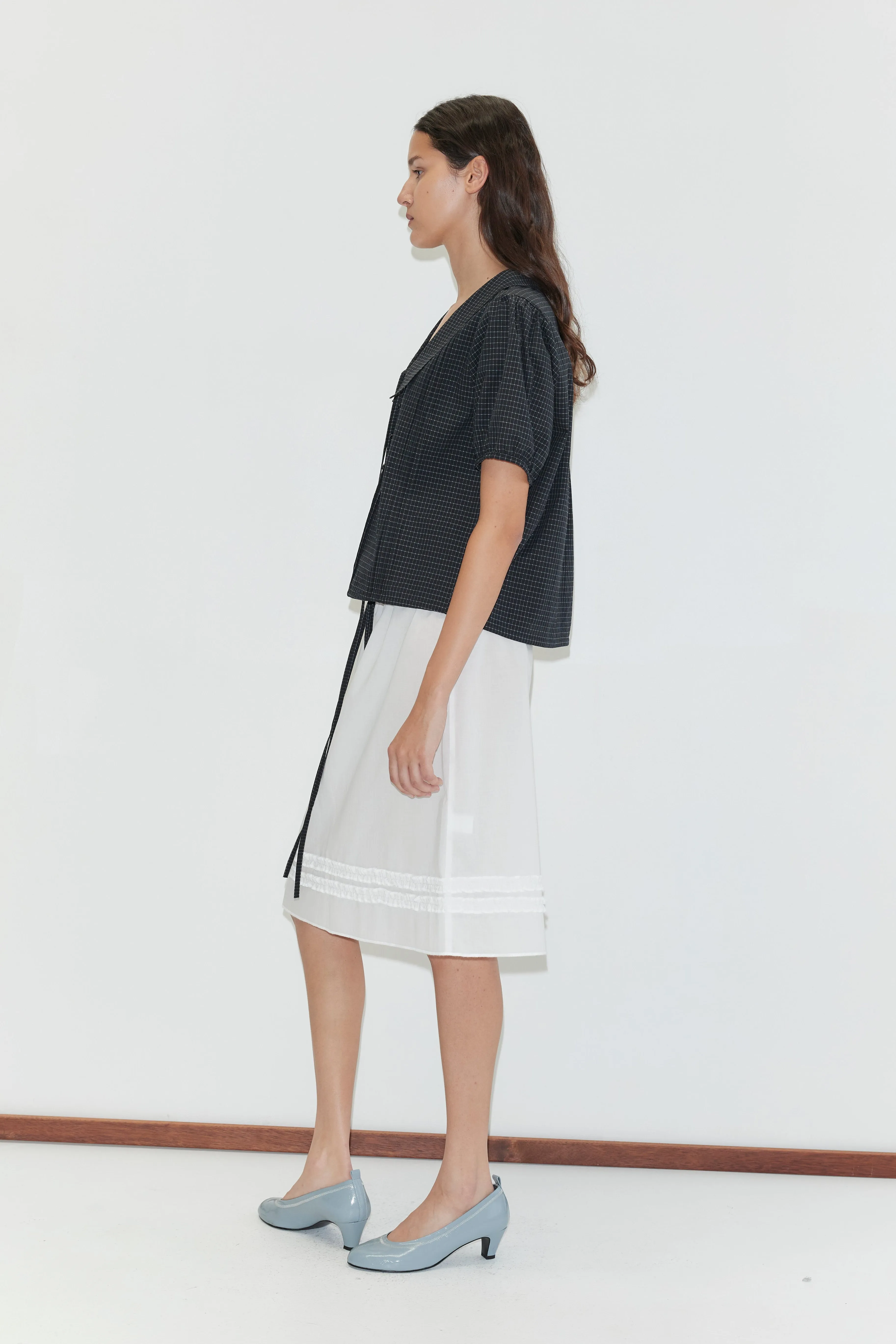 Fine Collar Top - Mono Grid sold by Deiji Studios product image thumbnail 4