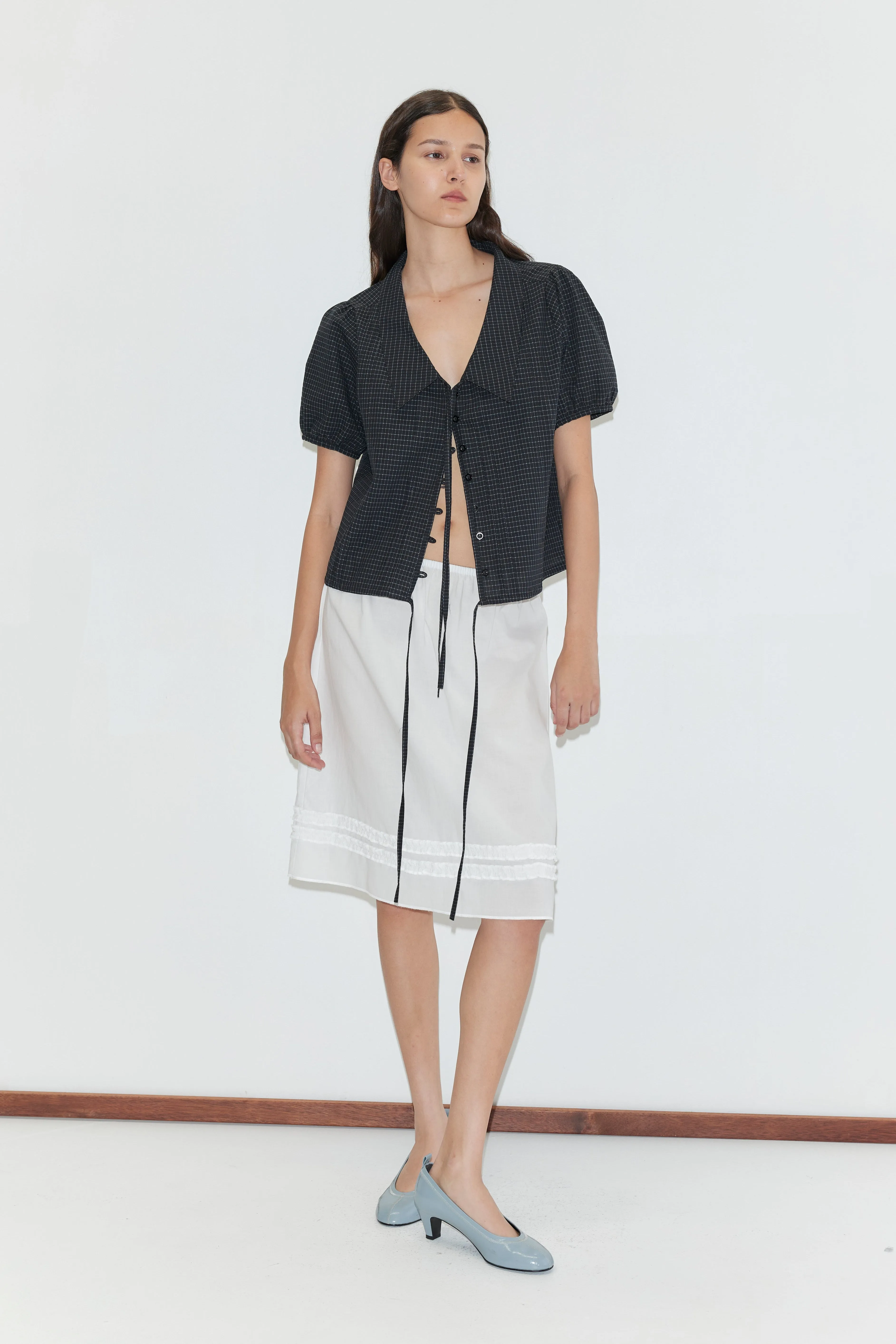 Fine Collar Top - Mono Grid sold by Deiji Studios product image thumbnail 2